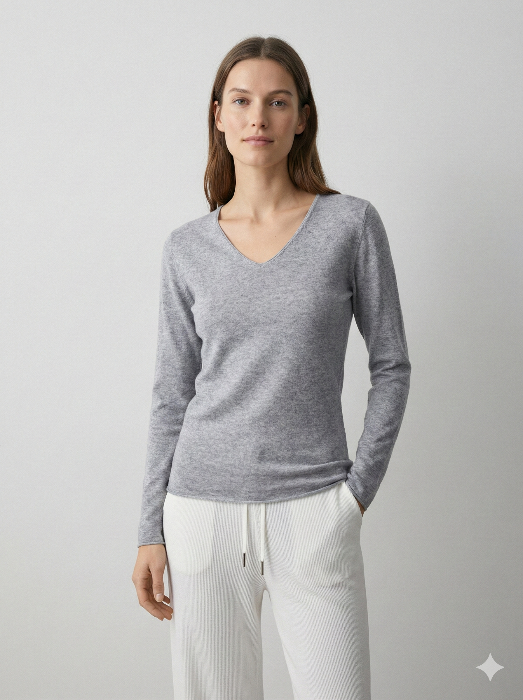 V-necked long sleeves baseer sweater artrc065