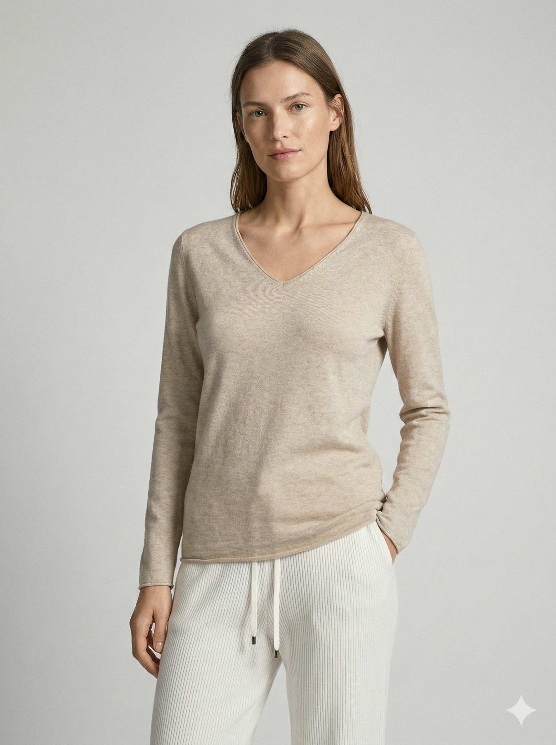 V-necked long sleeves baseer sweater artrc065