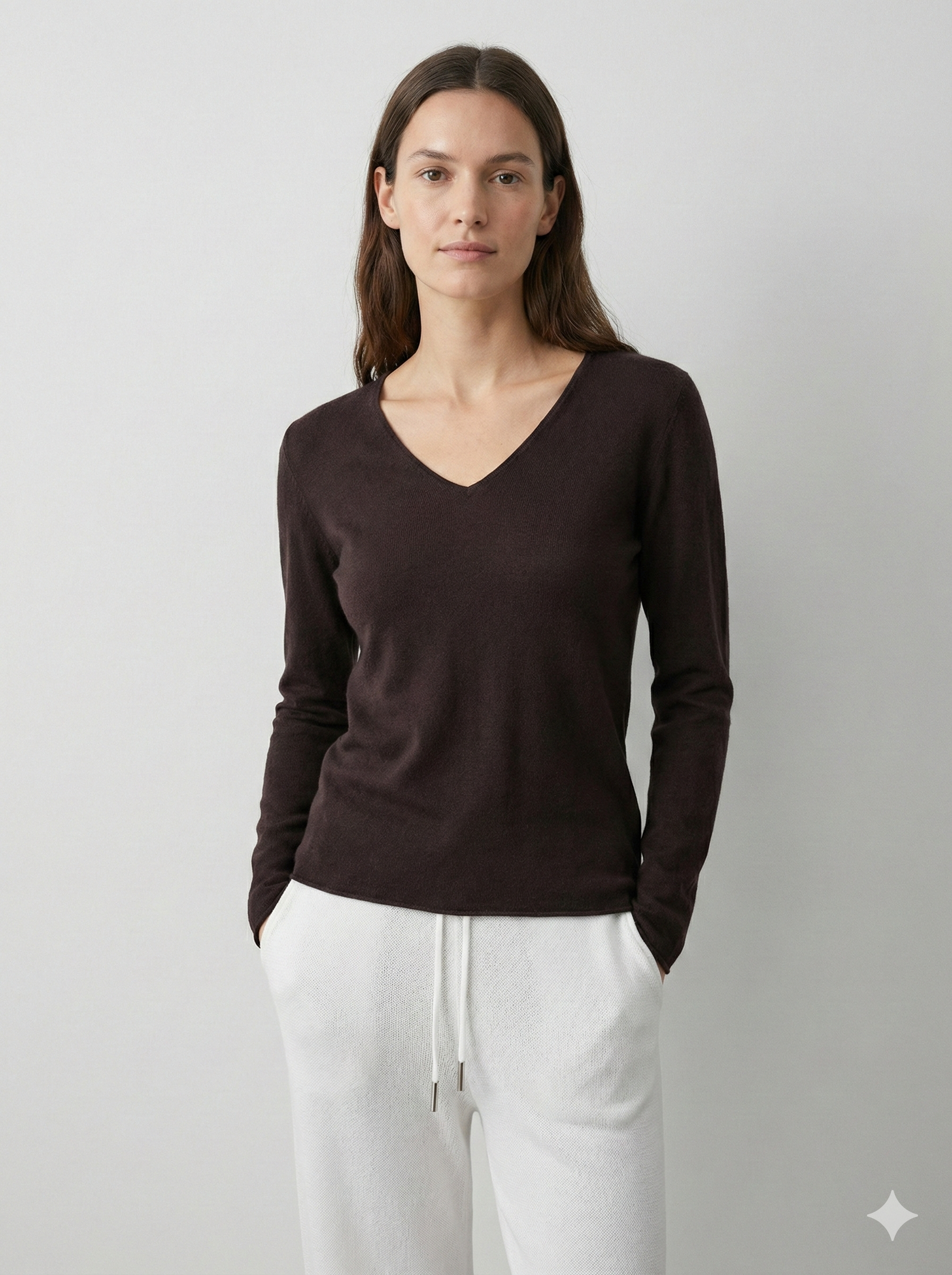 V-necked long sleeves baseer sweater artrc065