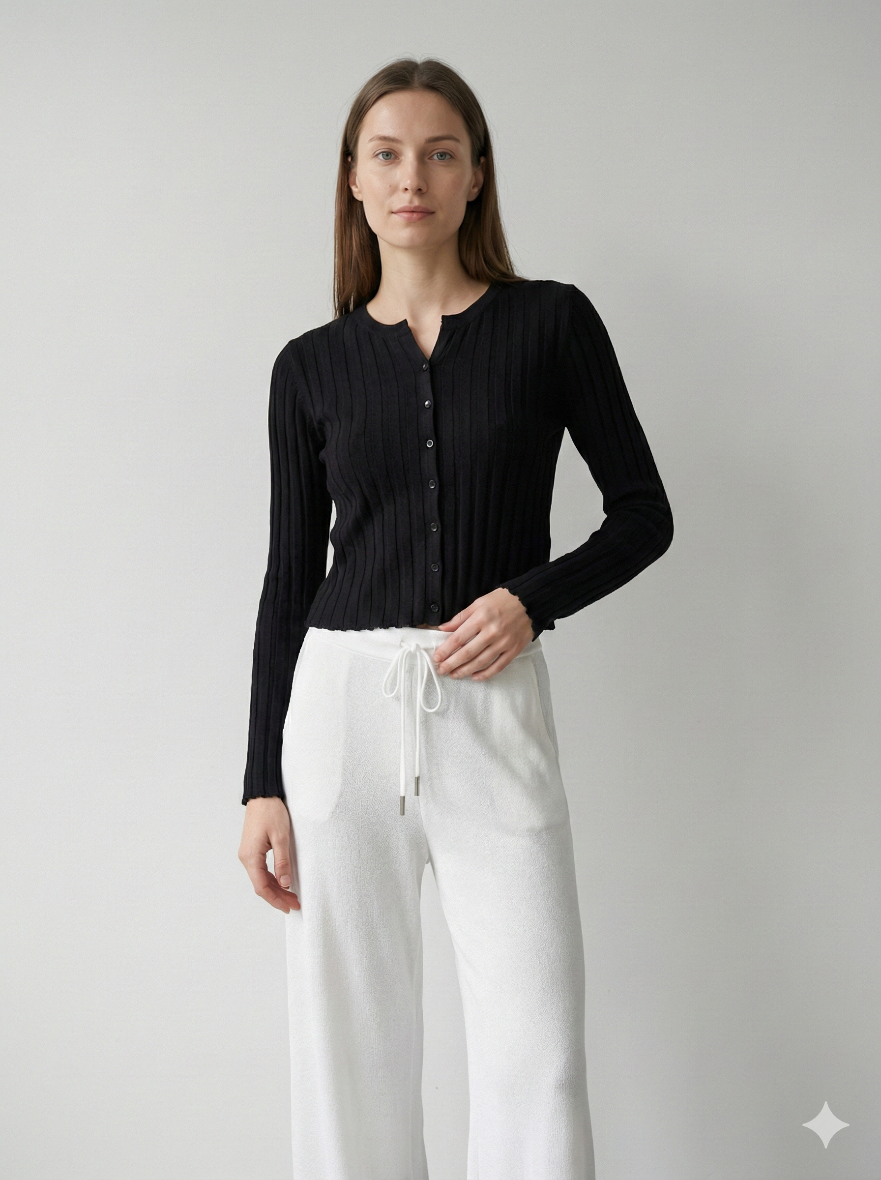 Lyocell linen V-neck cardigan sweater 92310