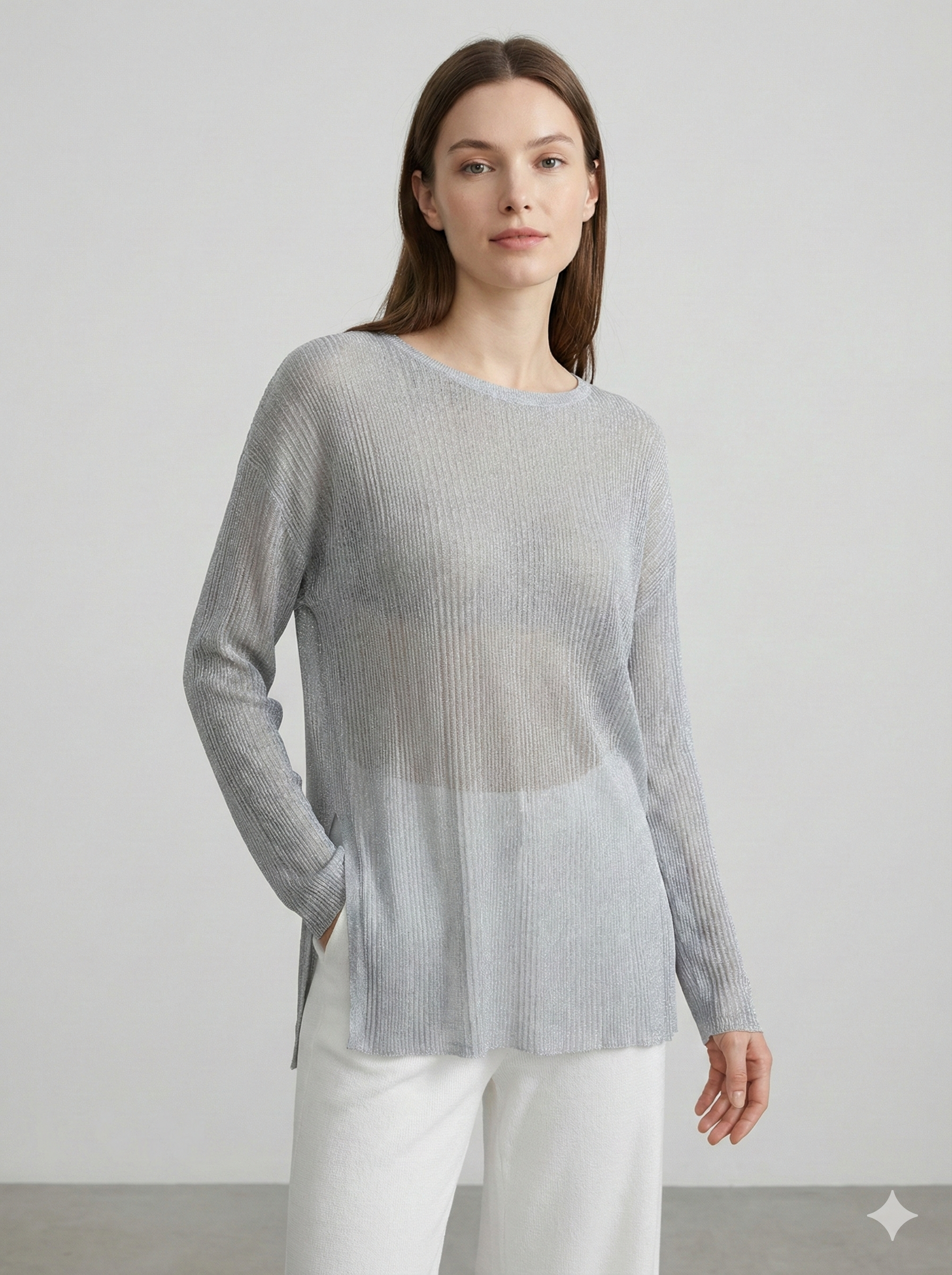 Crew-neck cardigan lurex 35210