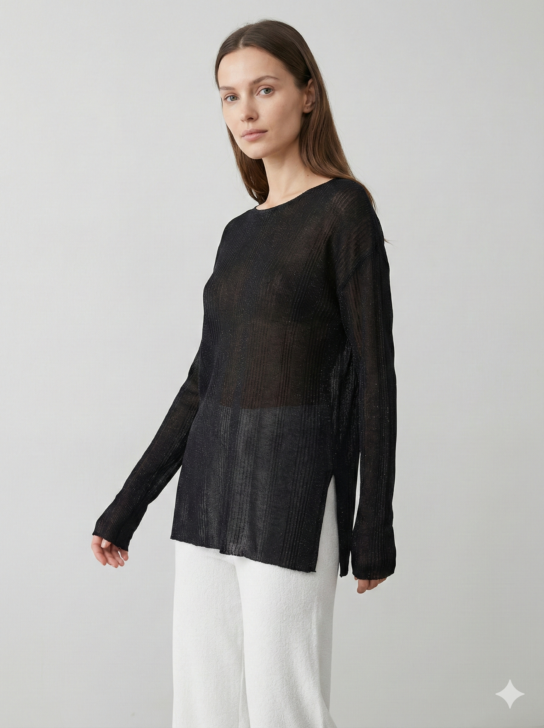 Crew-neck cardigan lurex 35210