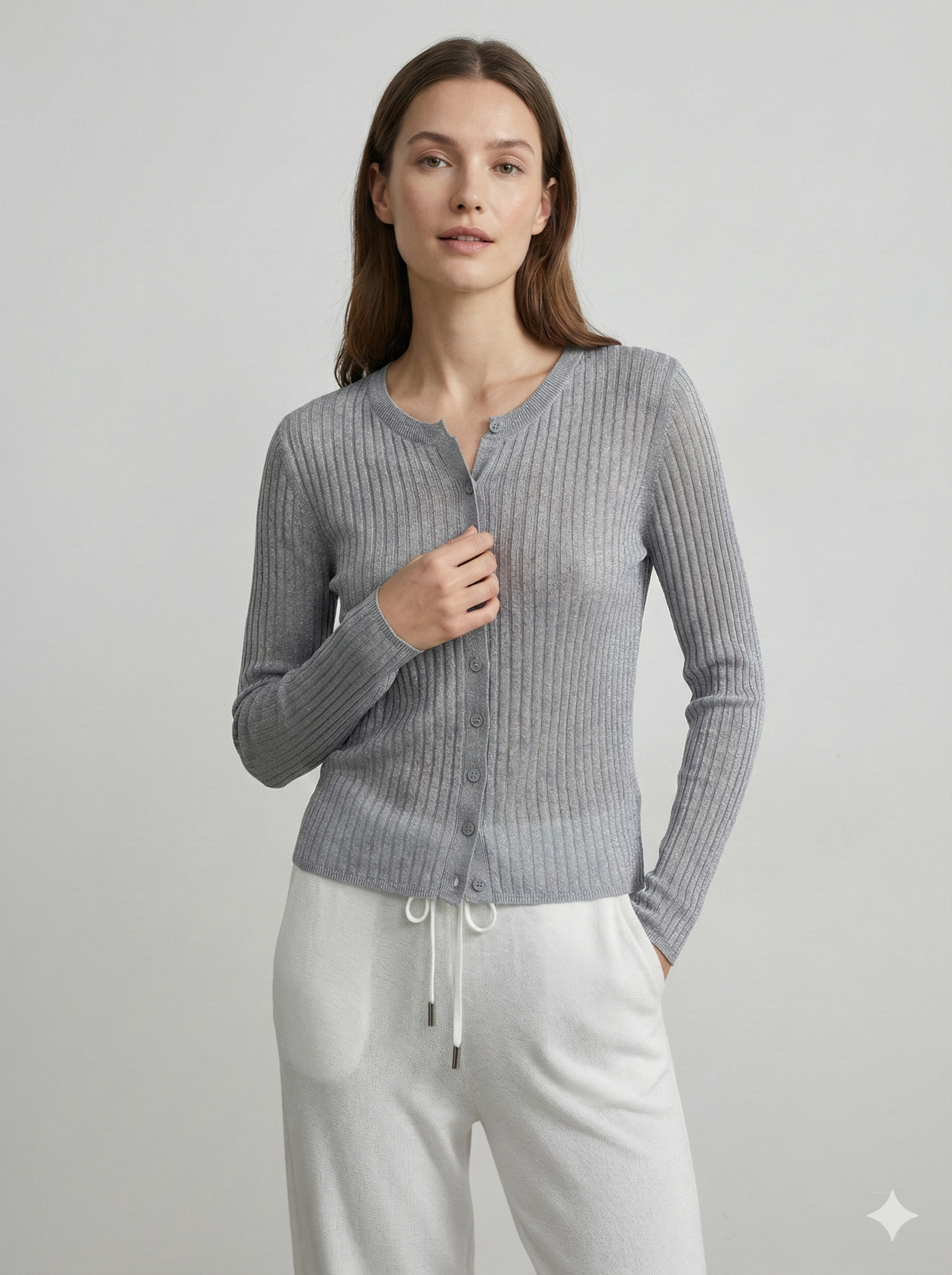 Crew-neck cardigan lurex 32192