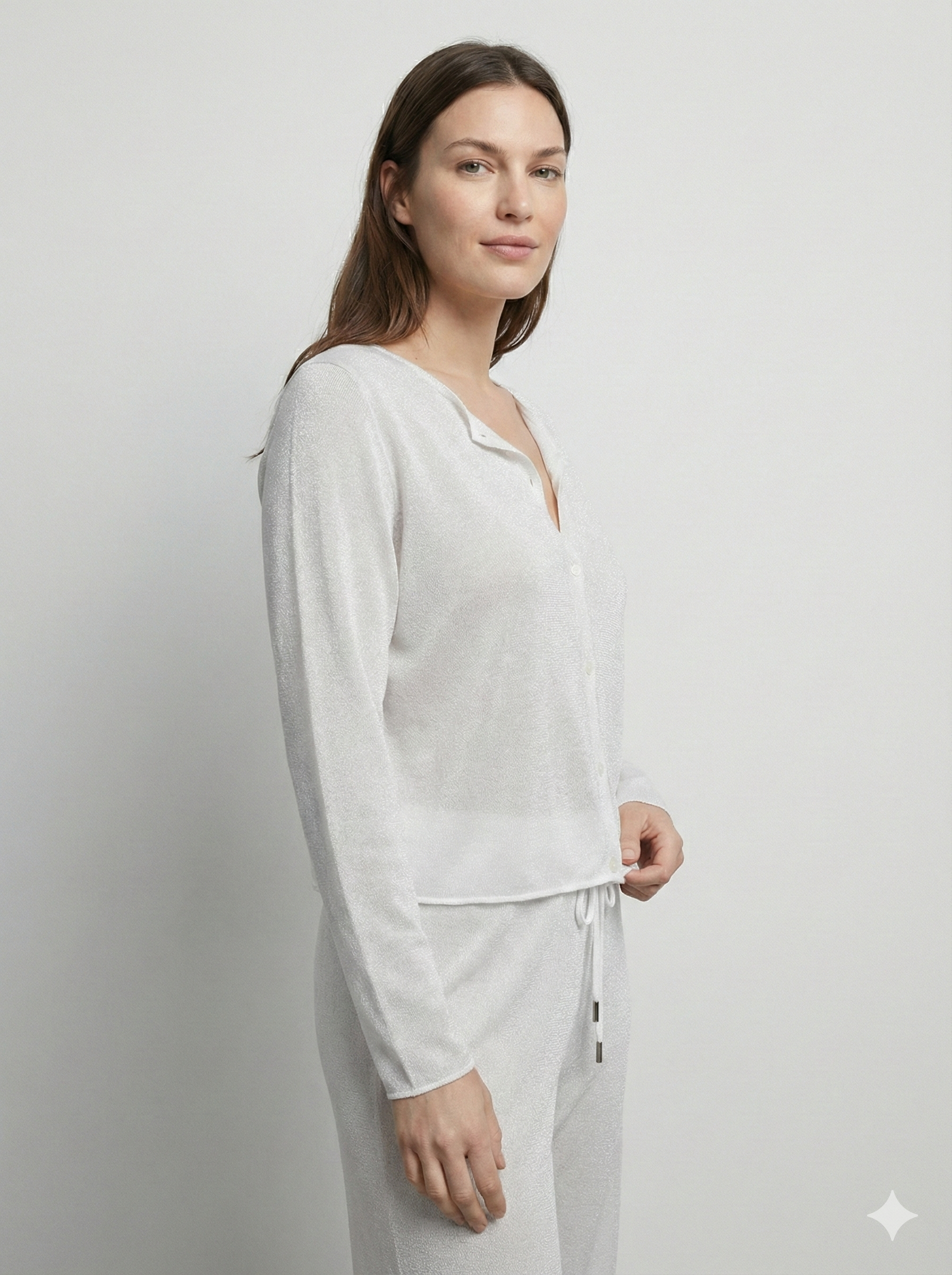 Lyocell Blend Crew-neck cardigan 32189