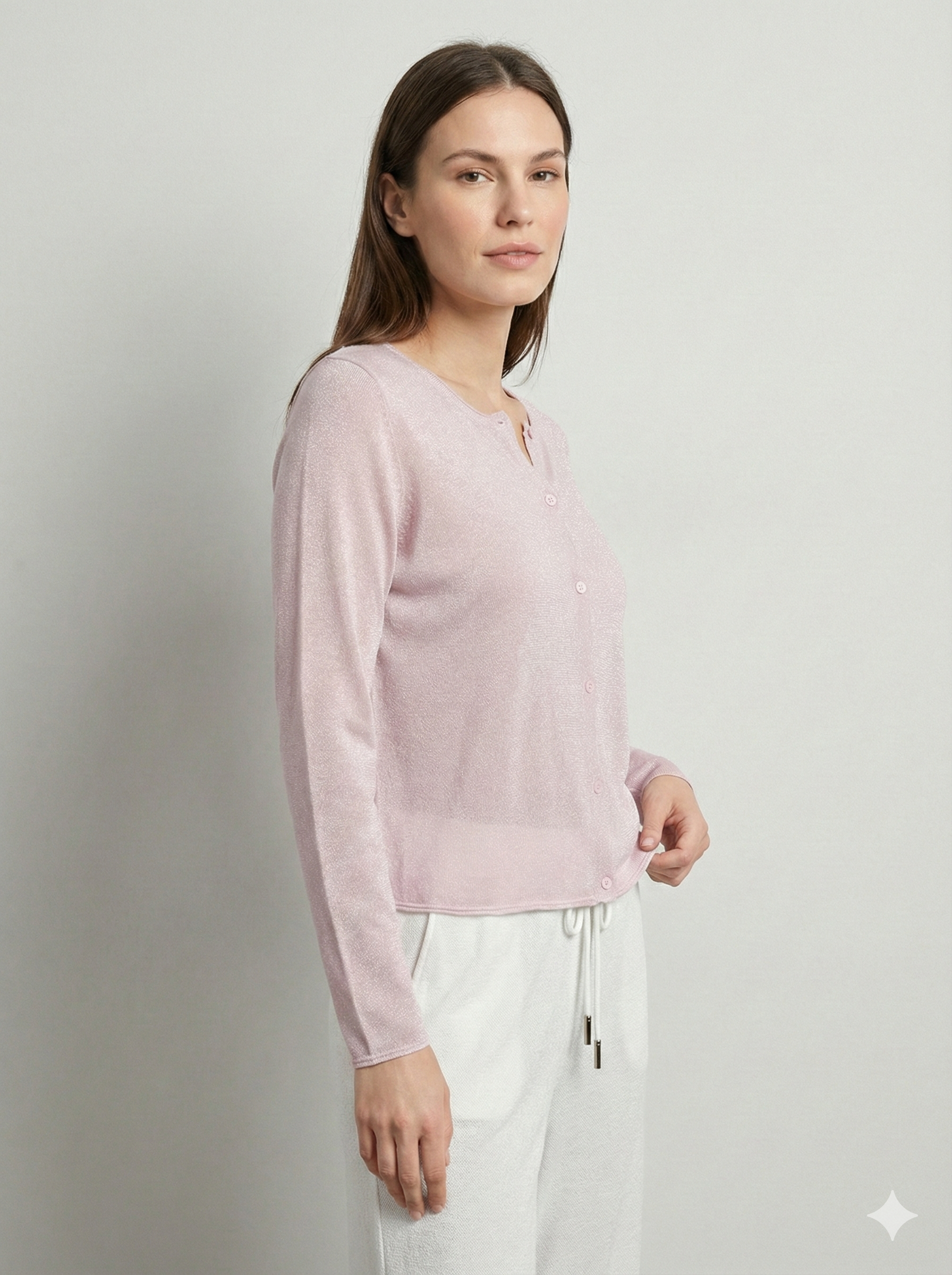 Lyocell Blend Crew-neck cardigan 32189