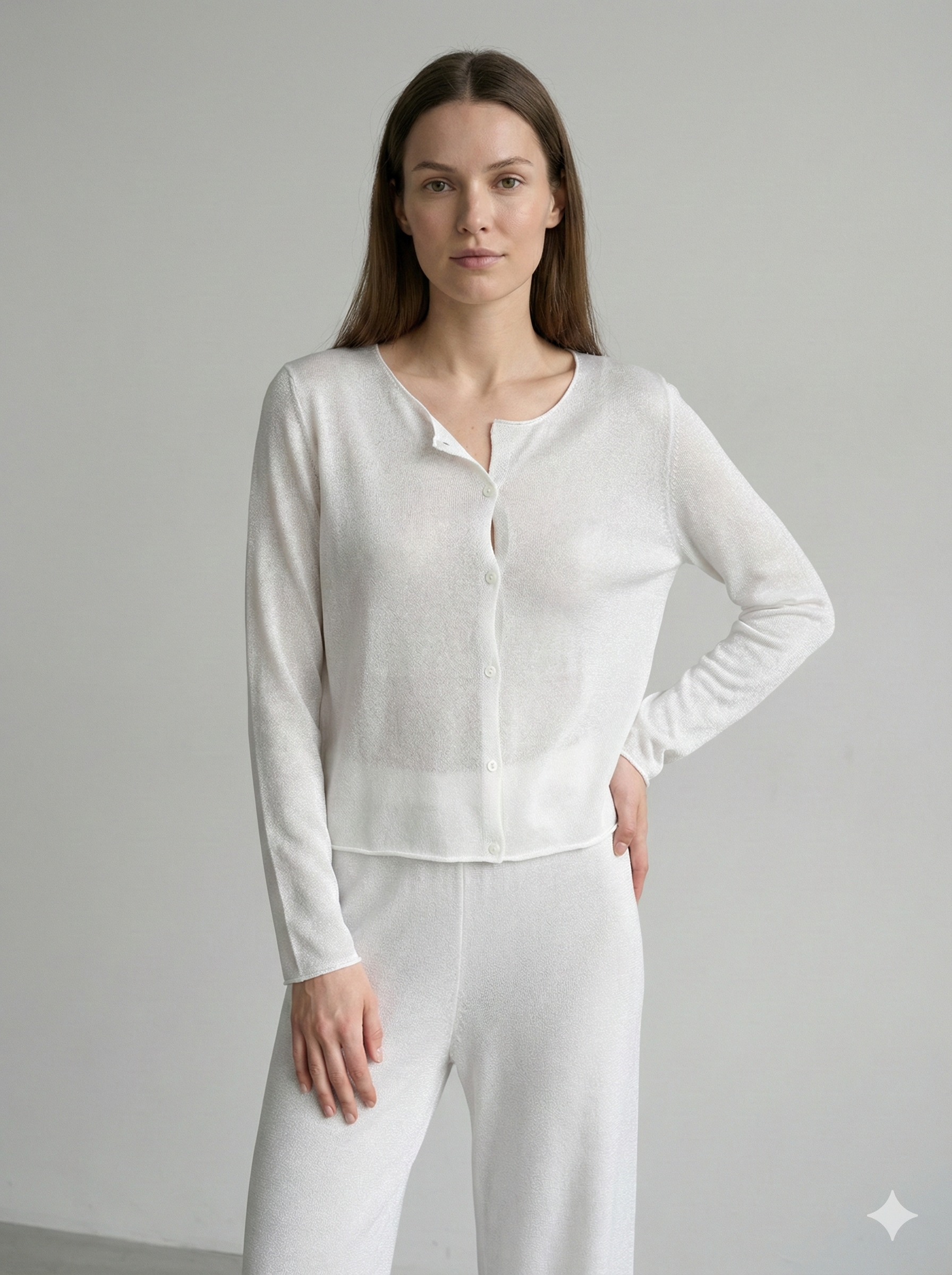 Lyocell Blend Crew-neck cardigan 32189