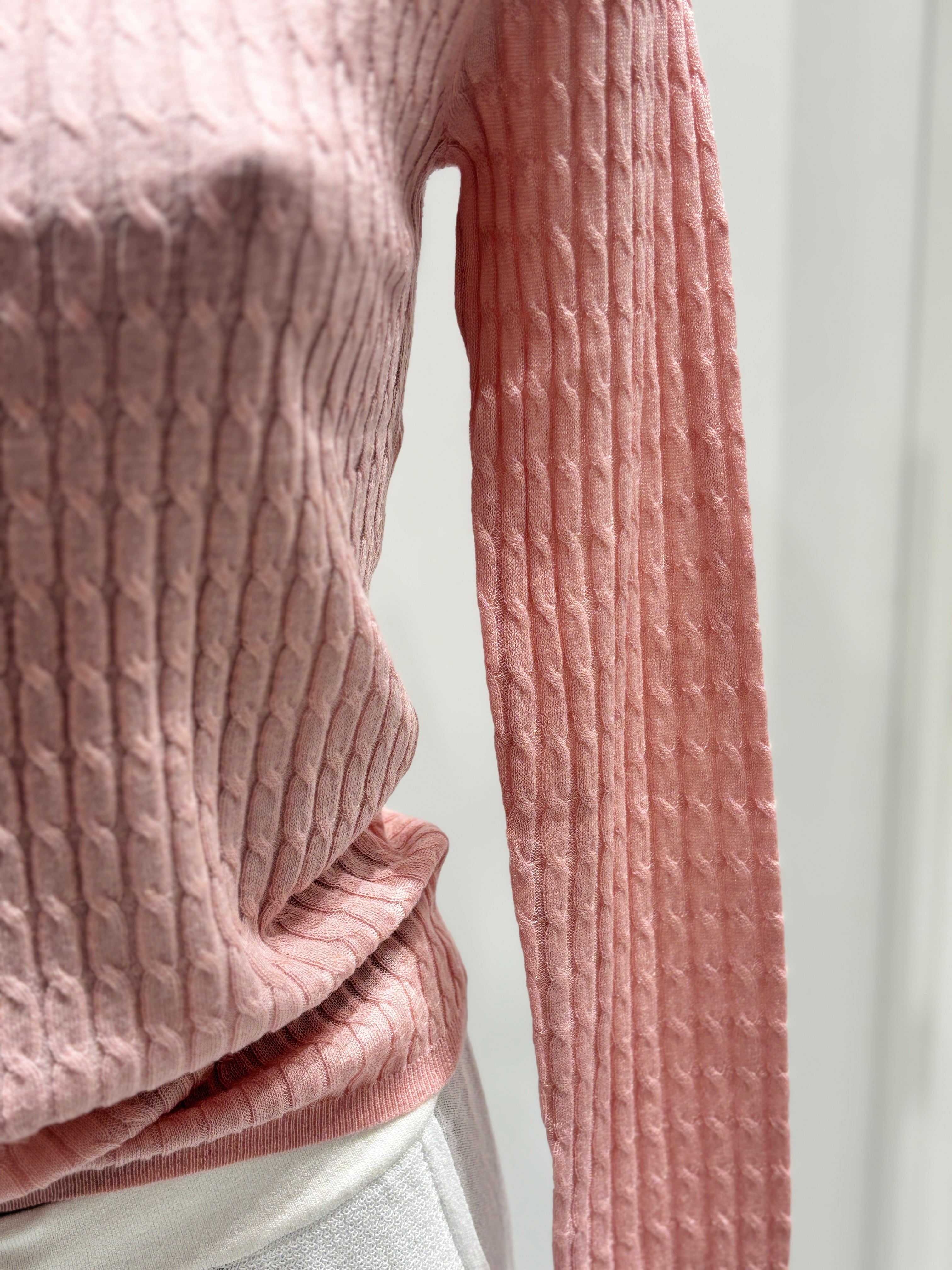 3D seamless Long-sleeved crew neck sweater with twisted rope style, 33% wool.A8655 (Copy)