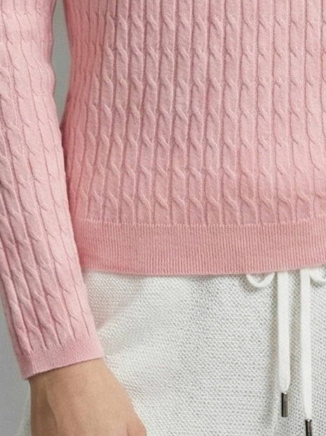 3D seamless Long-sleeved crew neck sweater with twisted rope style, 33% wool.A8655 (Copy)