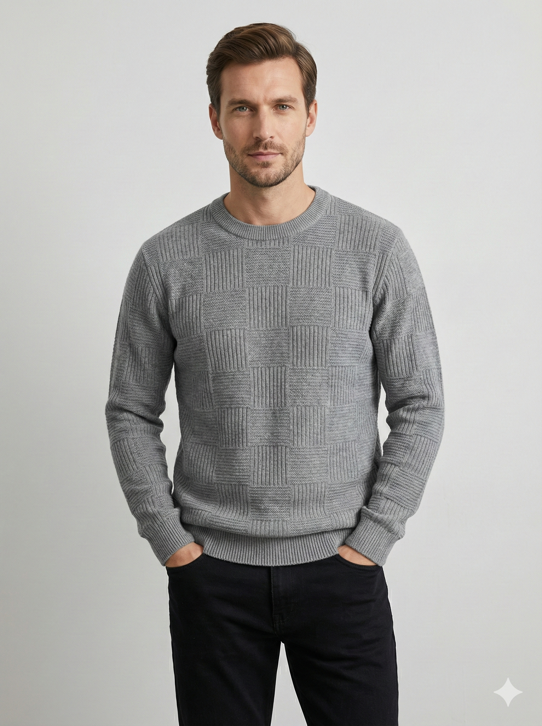 Men's crew-neck Jacquard sweater H031
