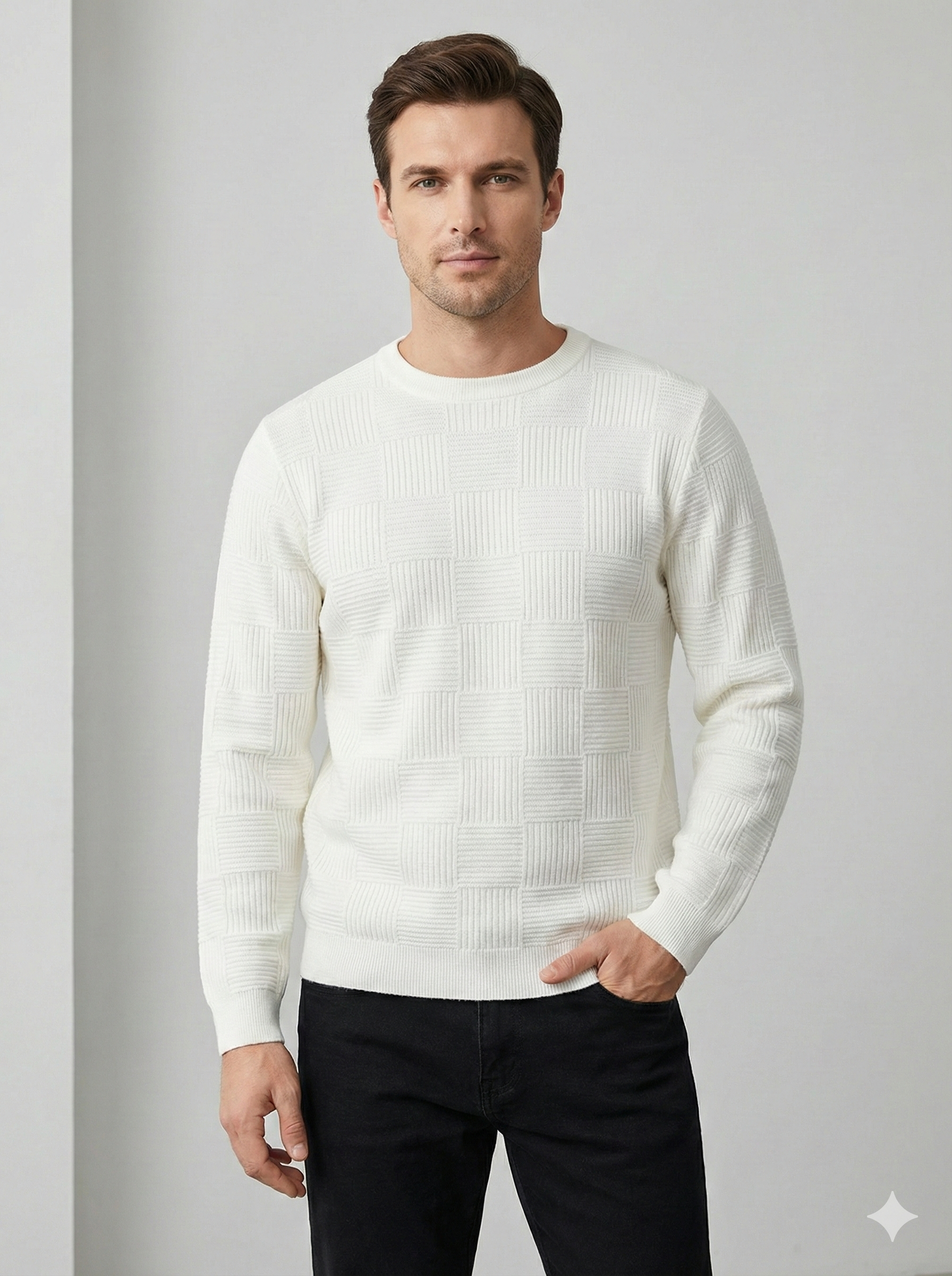Men's crew-neck Jacquard sweater H031