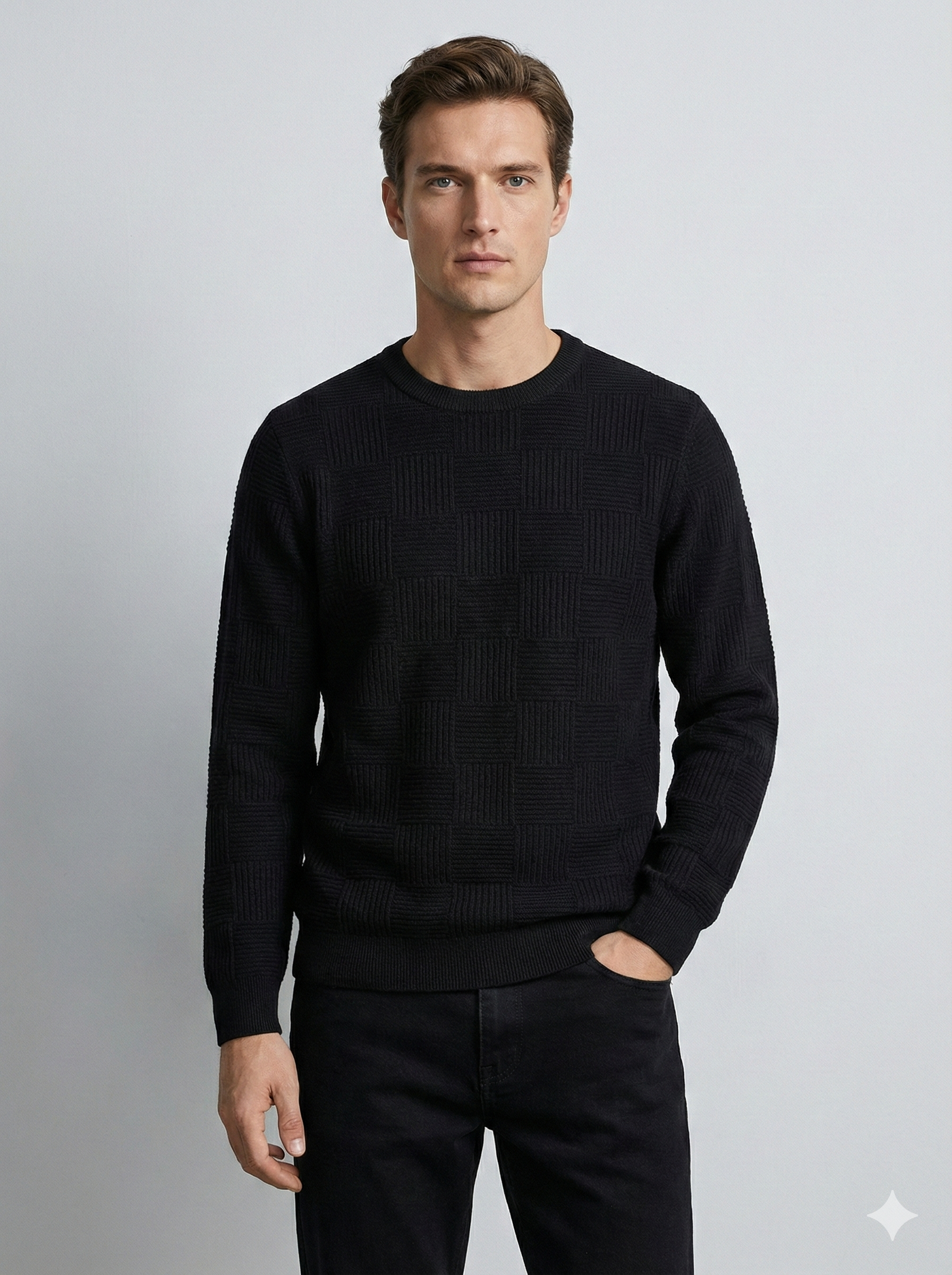Men's crew-neck Jacquard sweater H031