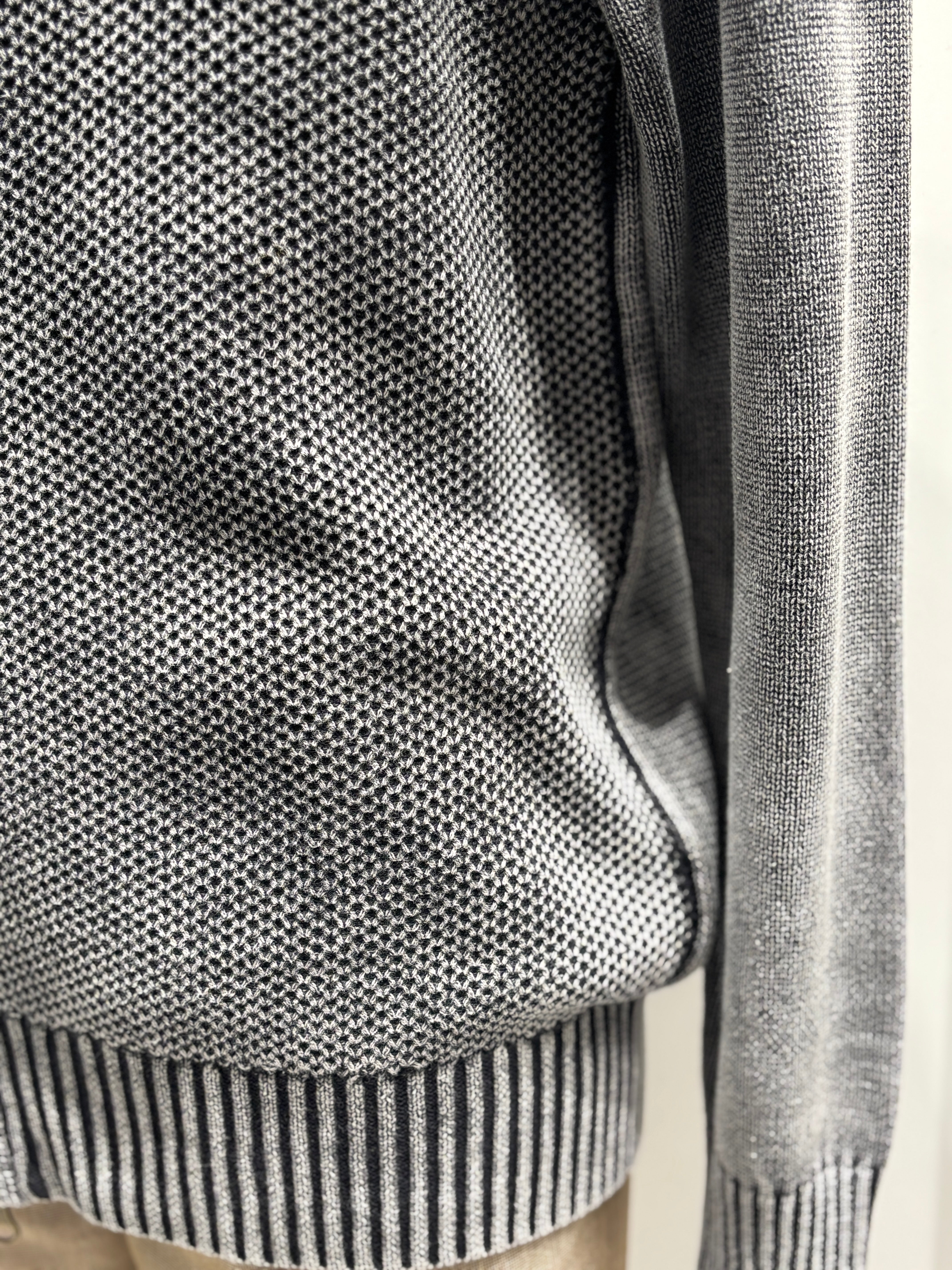 Stone wash jacquard zipper sweater H005