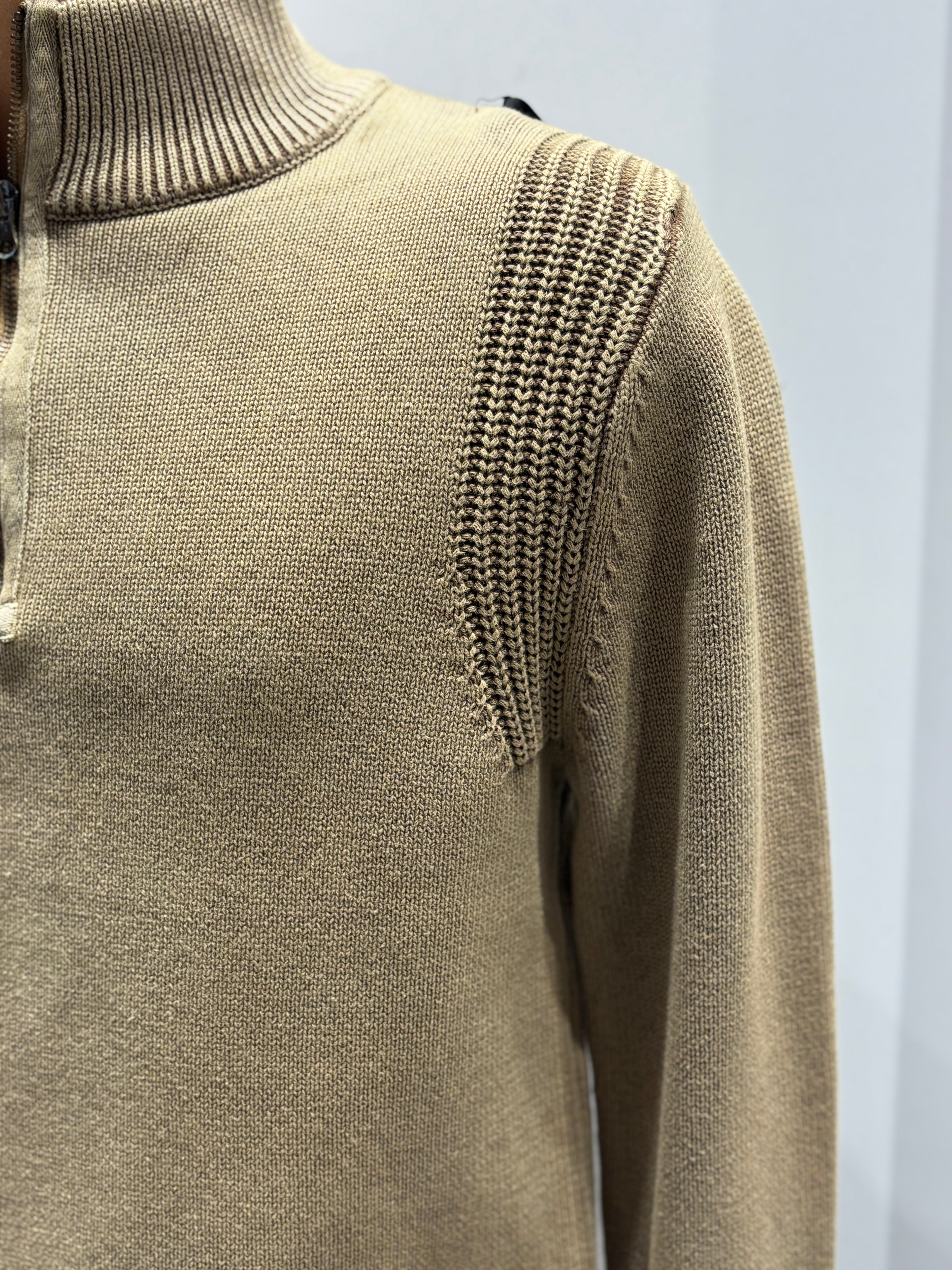 Stone wash jacquard zipper sweater H001