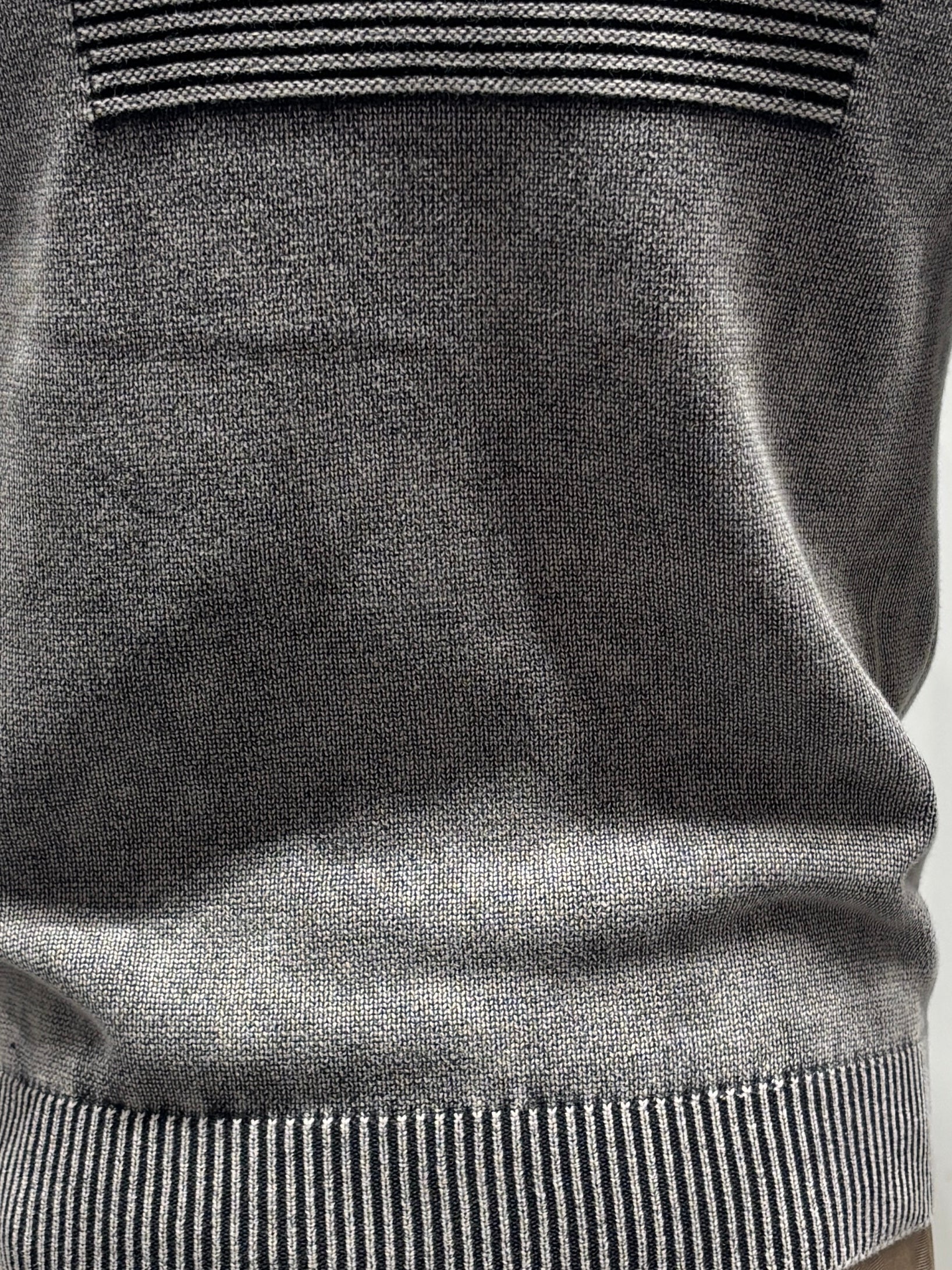 Stone wash jacquard zipper sweater H001