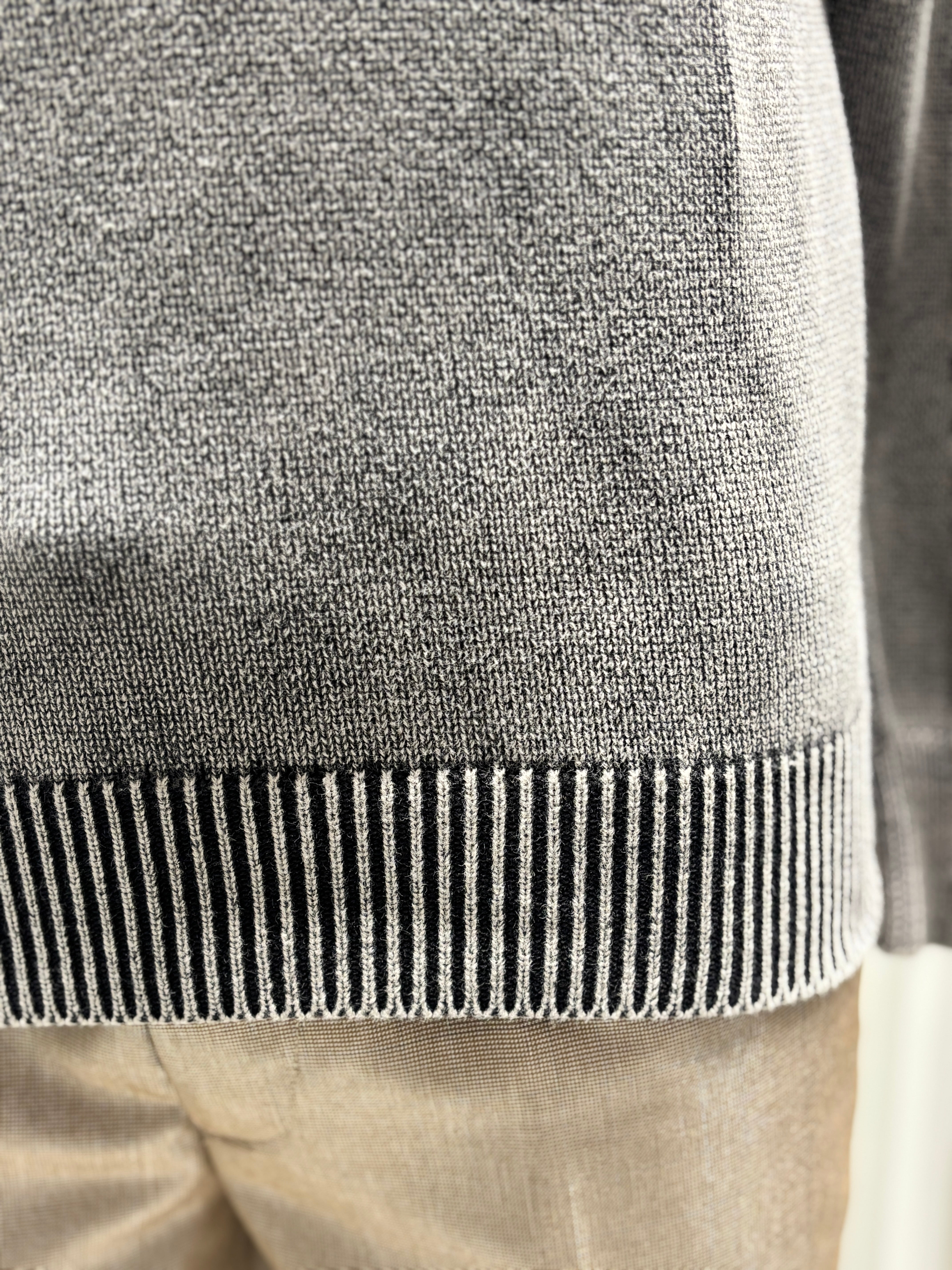 Stone wash jacquard zipper sweater H001