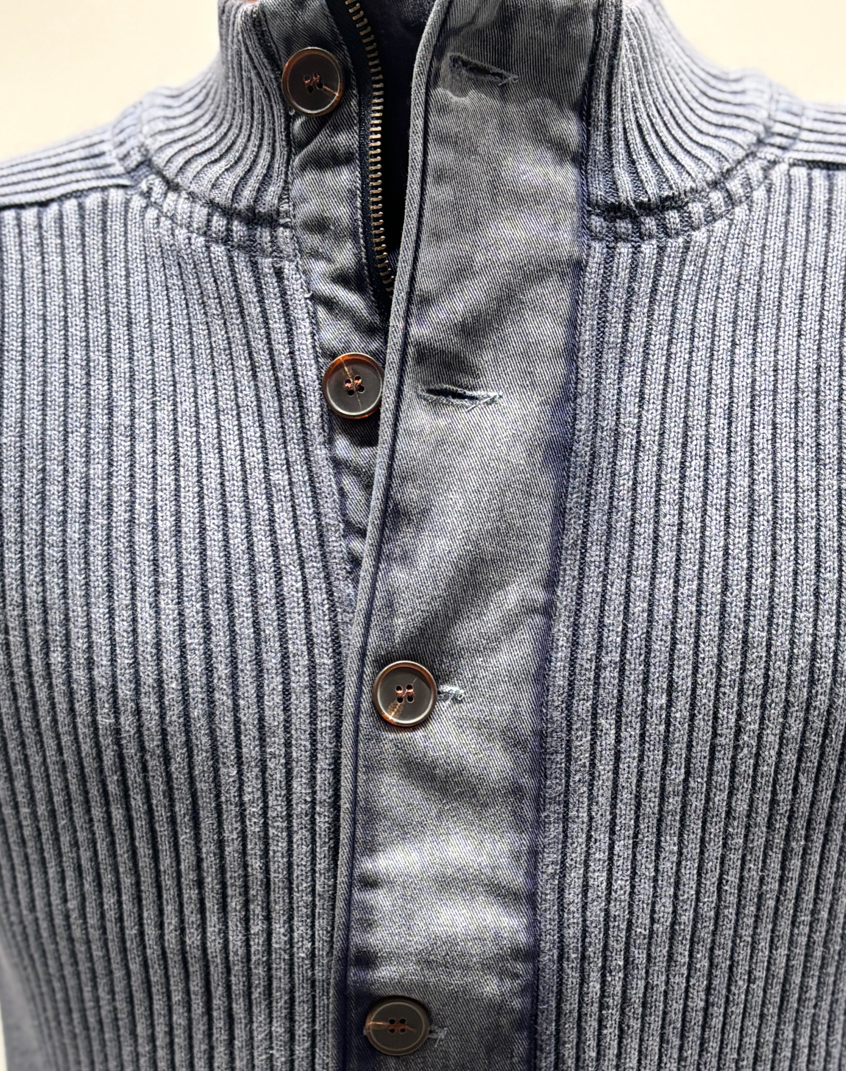 Stone wash Buttons and zippers sweater H002