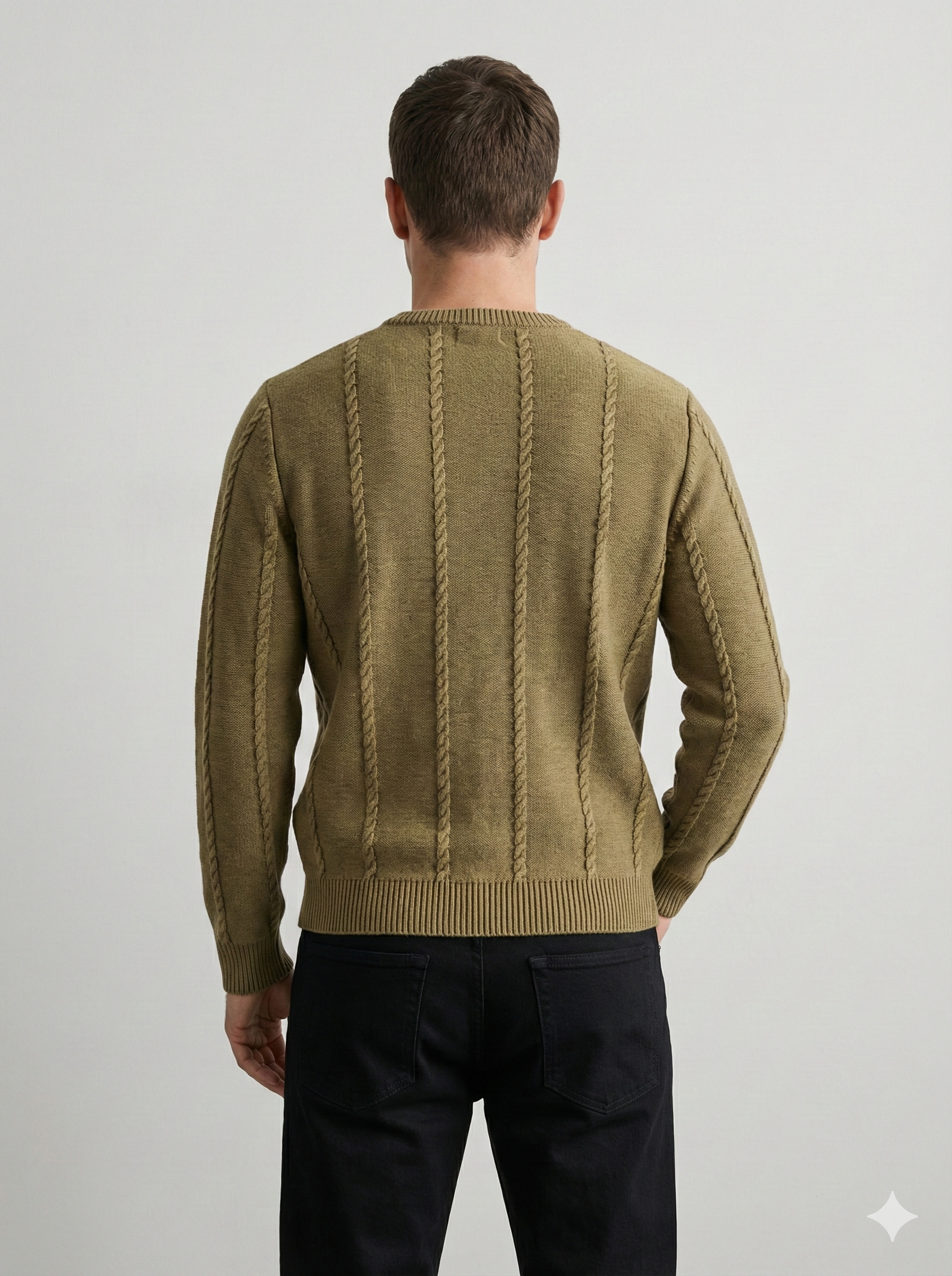 Stone wash jacquard crew-neck sweater H007