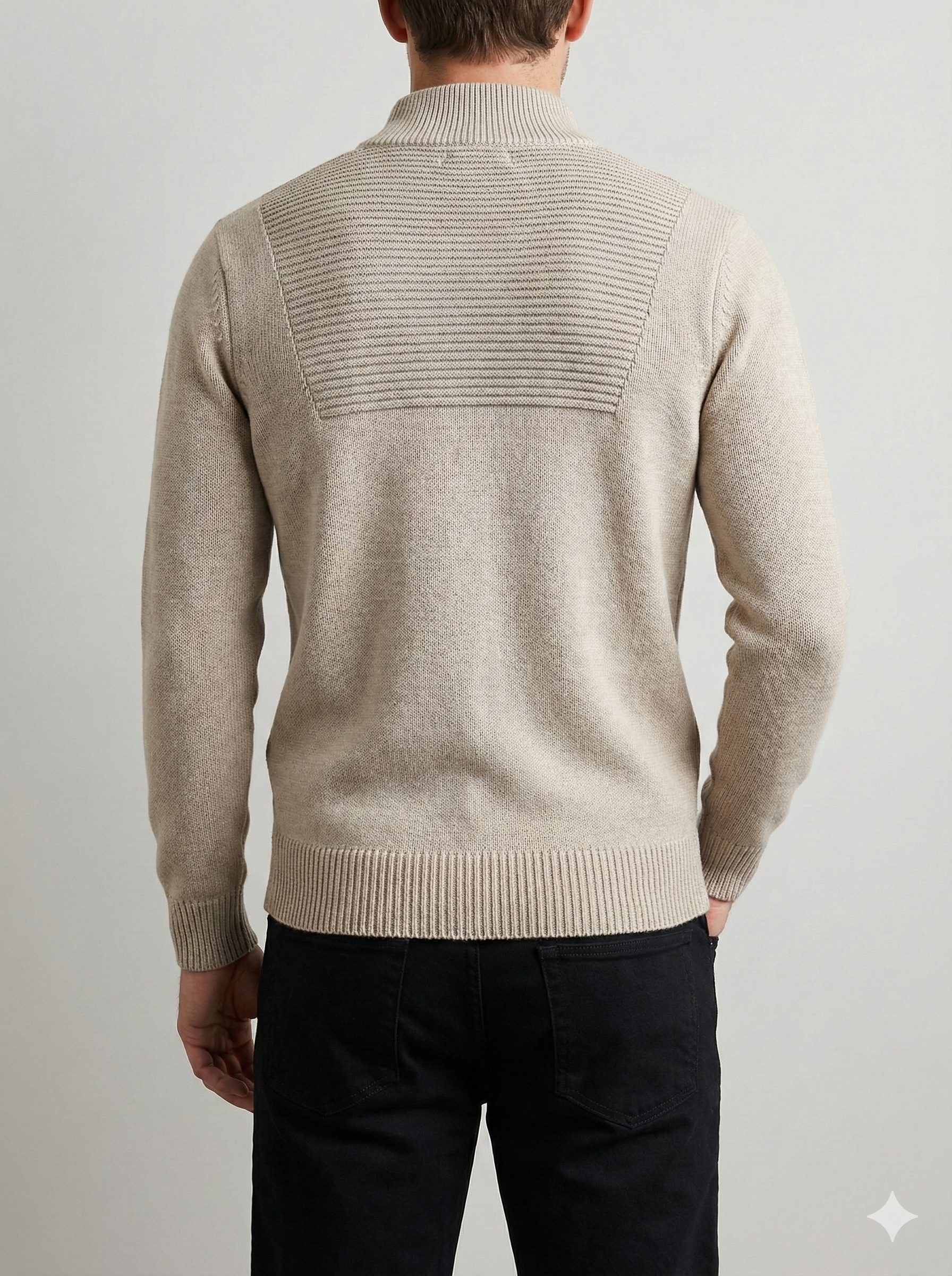 Stone wash jacquard zipper sweater H001