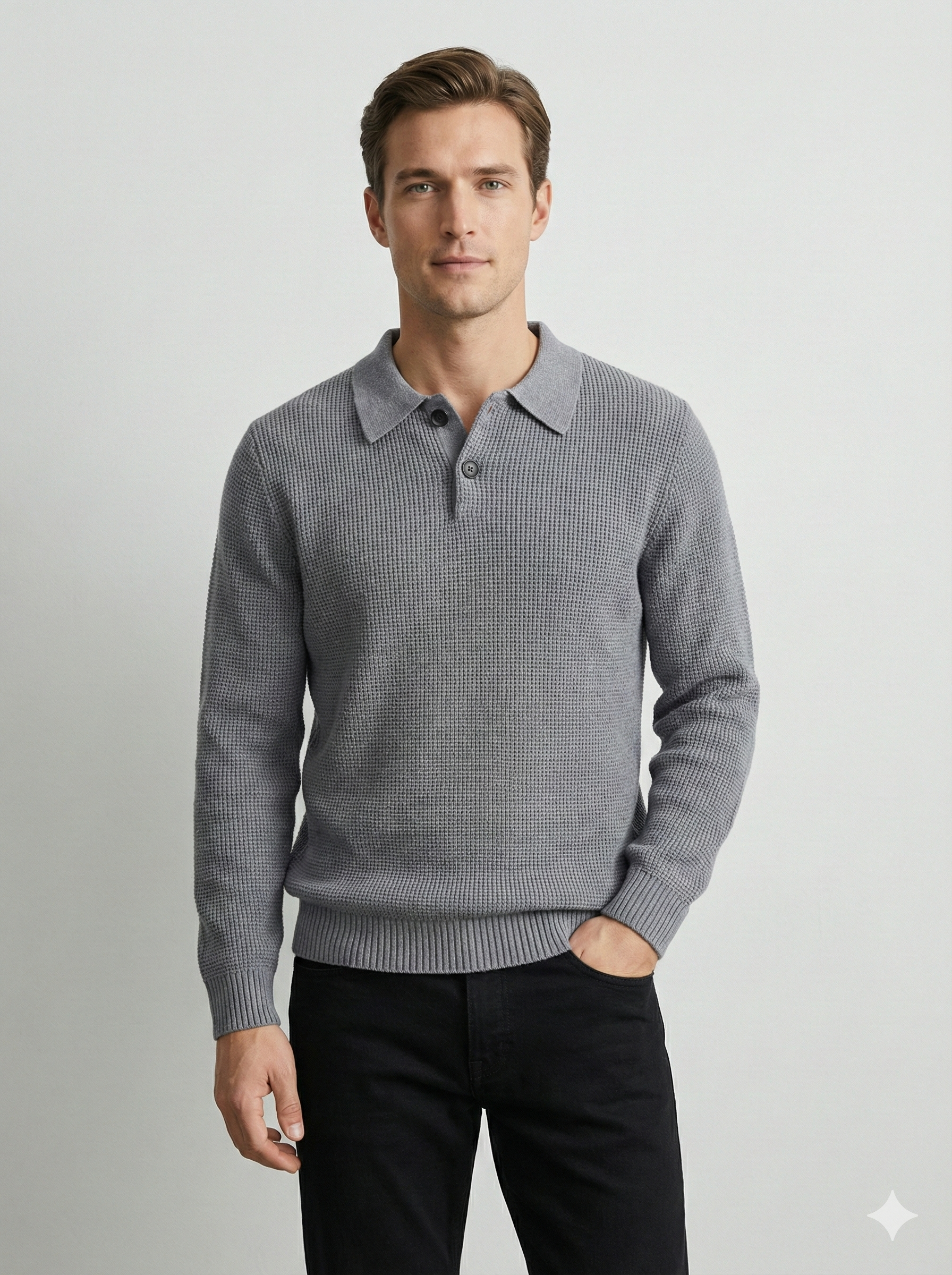 Men's Lapel Jacquard Sweater H016