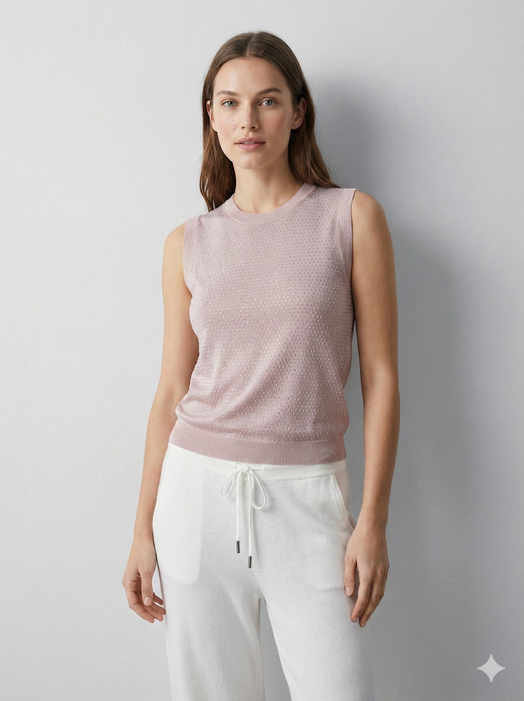 Spring/Summer Long-Sleeved Sleeveless Crew Neck Sweater 95503