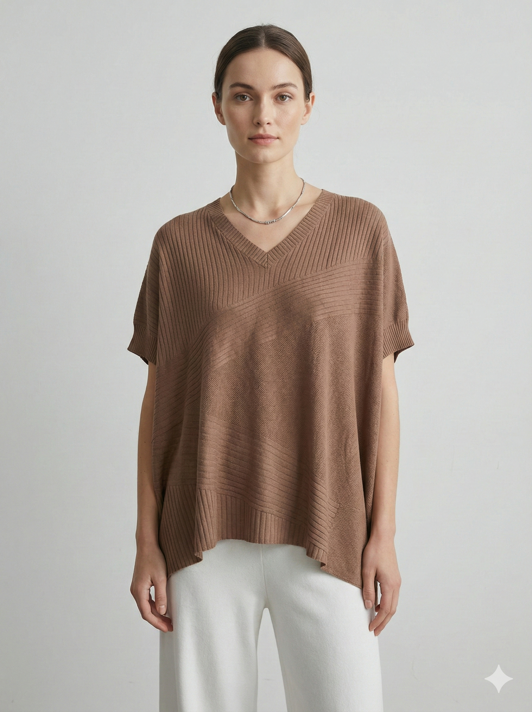 Spring/Summer V-neck Short-sleeved Women's Sweater H6801