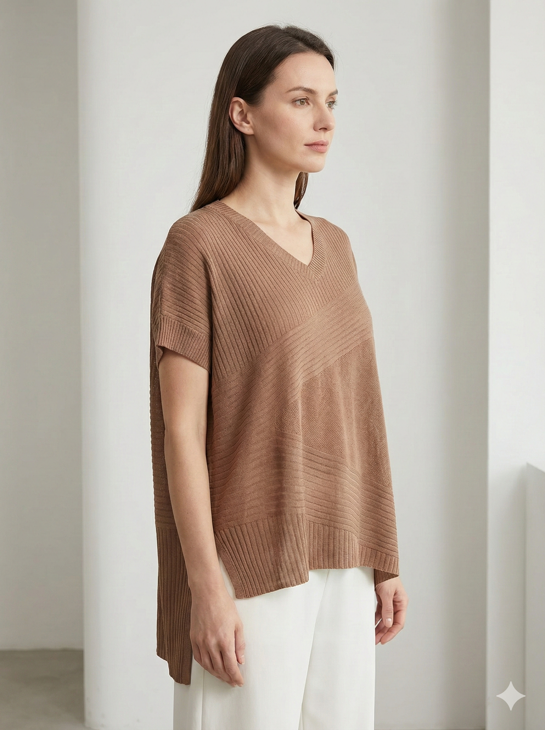 Spring/Summer V-neck Short-sleeved Women's Sweater H6801