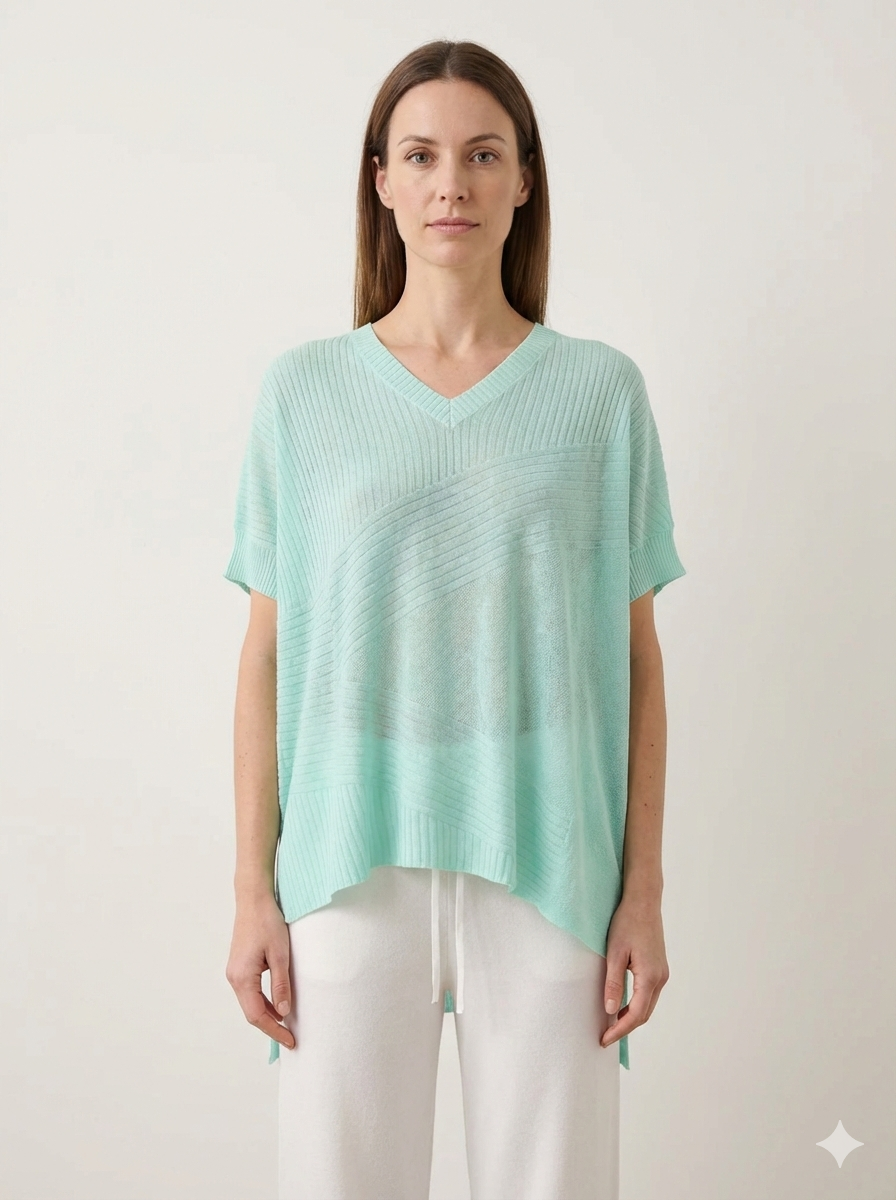 Spring/Summer V-neck Short-sleeved Women's Sweater H6801