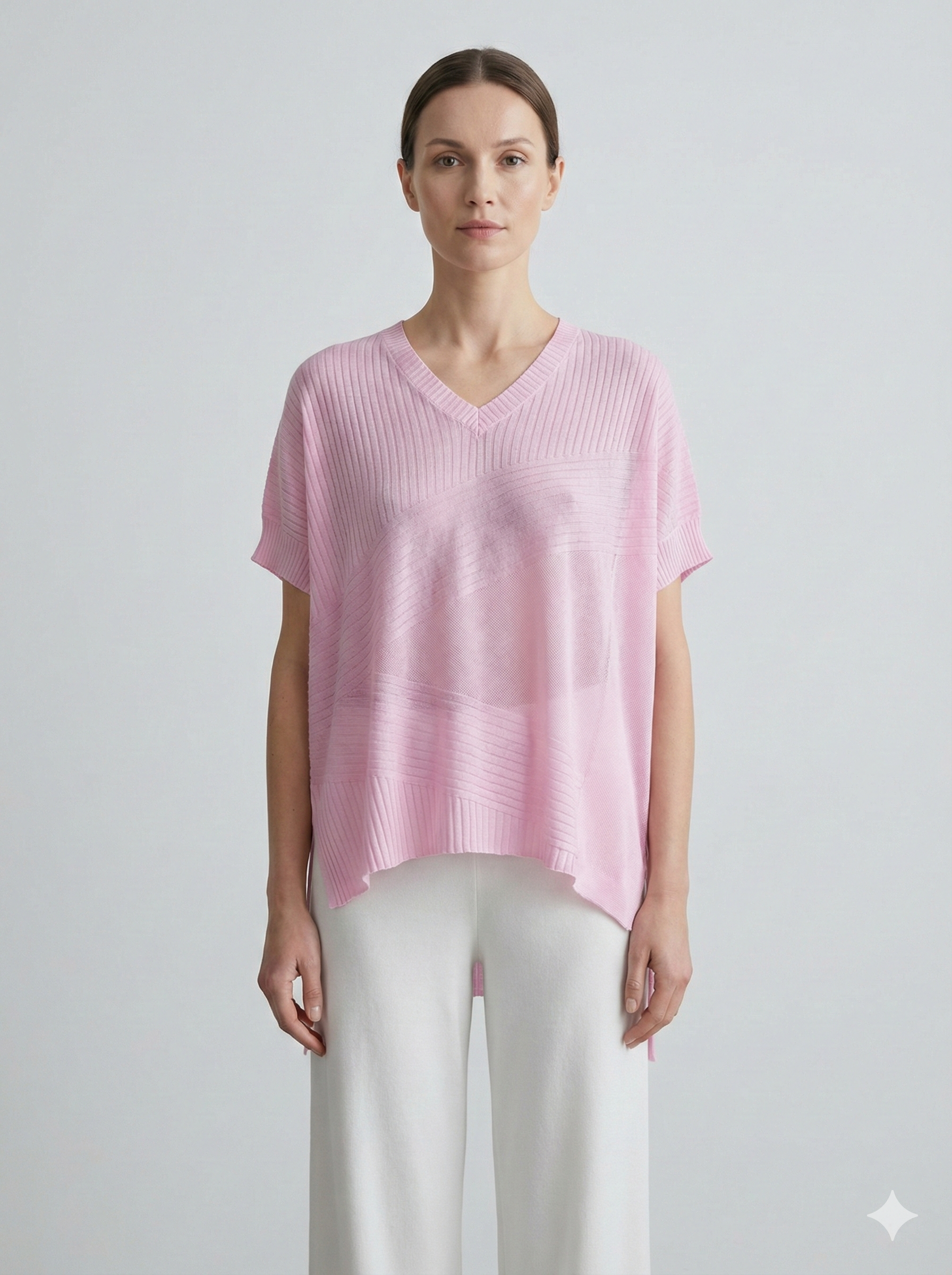 Spring/Summer V-neck Short-sleeved Women's Sweater H6801