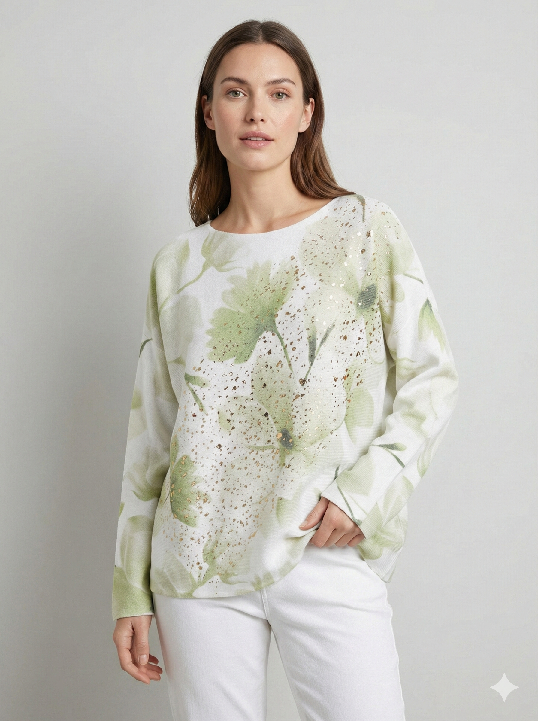 long sleeves v-neck spring sweater Square Print sy6024