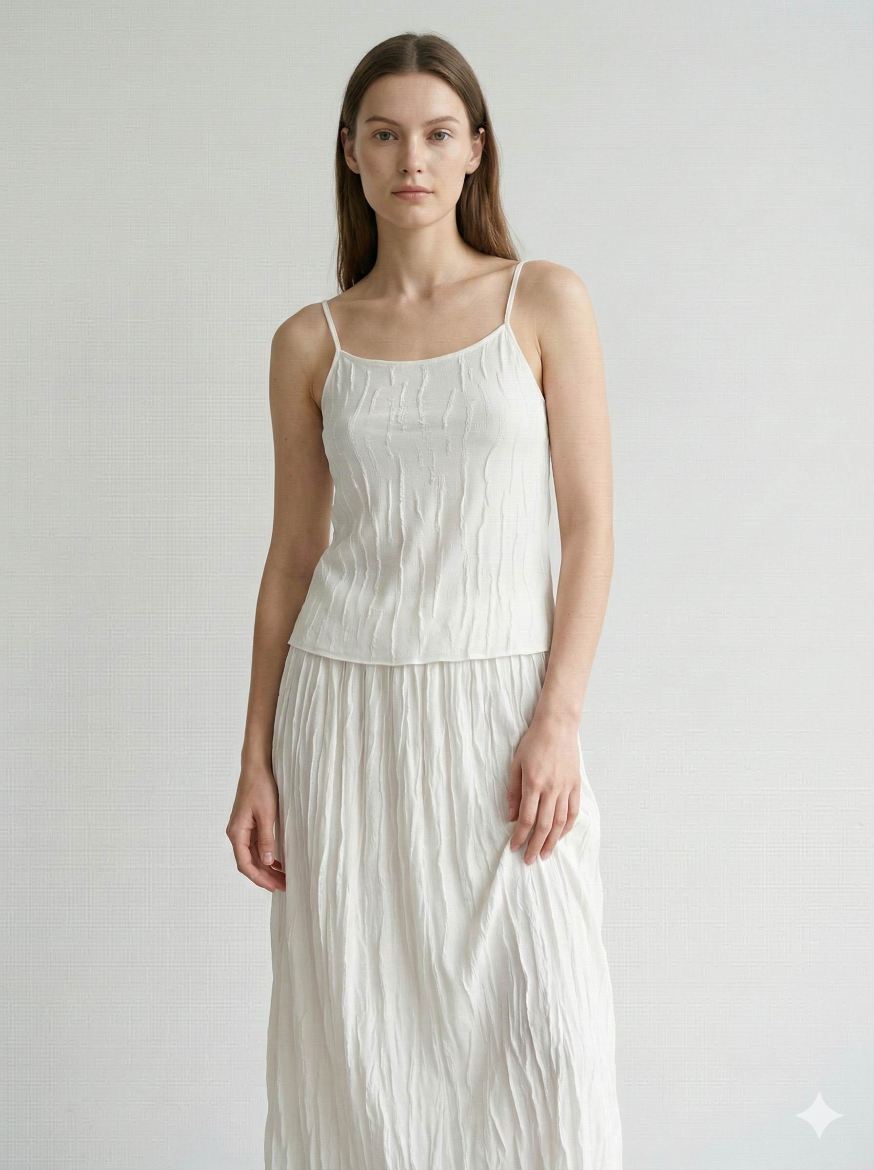 Spring/Summer Suit: Long-sleeved cardigan, camisole, long skirt, jacquard, women's sweater (14-gauge) 32211,32206