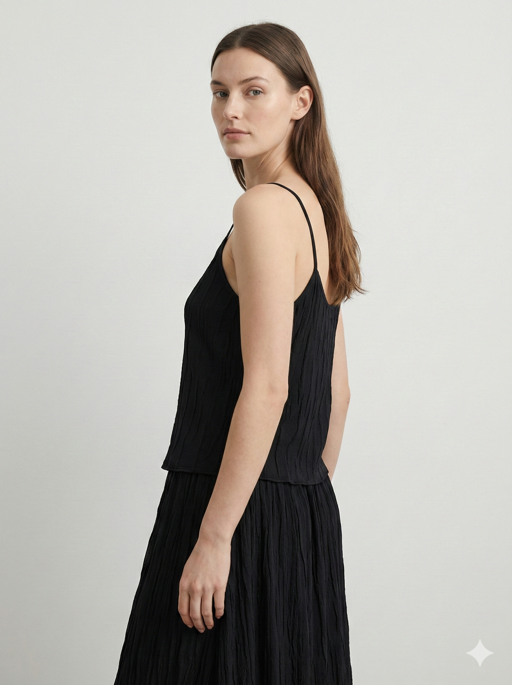 Spring/Summer Suit: Long-sleeved cardigan, camisole, long skirt, jacquard, women's sweater (14-gauge) 32211,32206