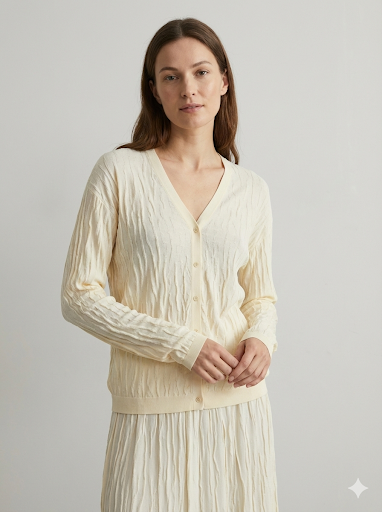 Spring/Summer Suit: Long-sleeved cardigan, camisole, long skirt, jacquard, women's sweater (14-gauge) 32211,32206