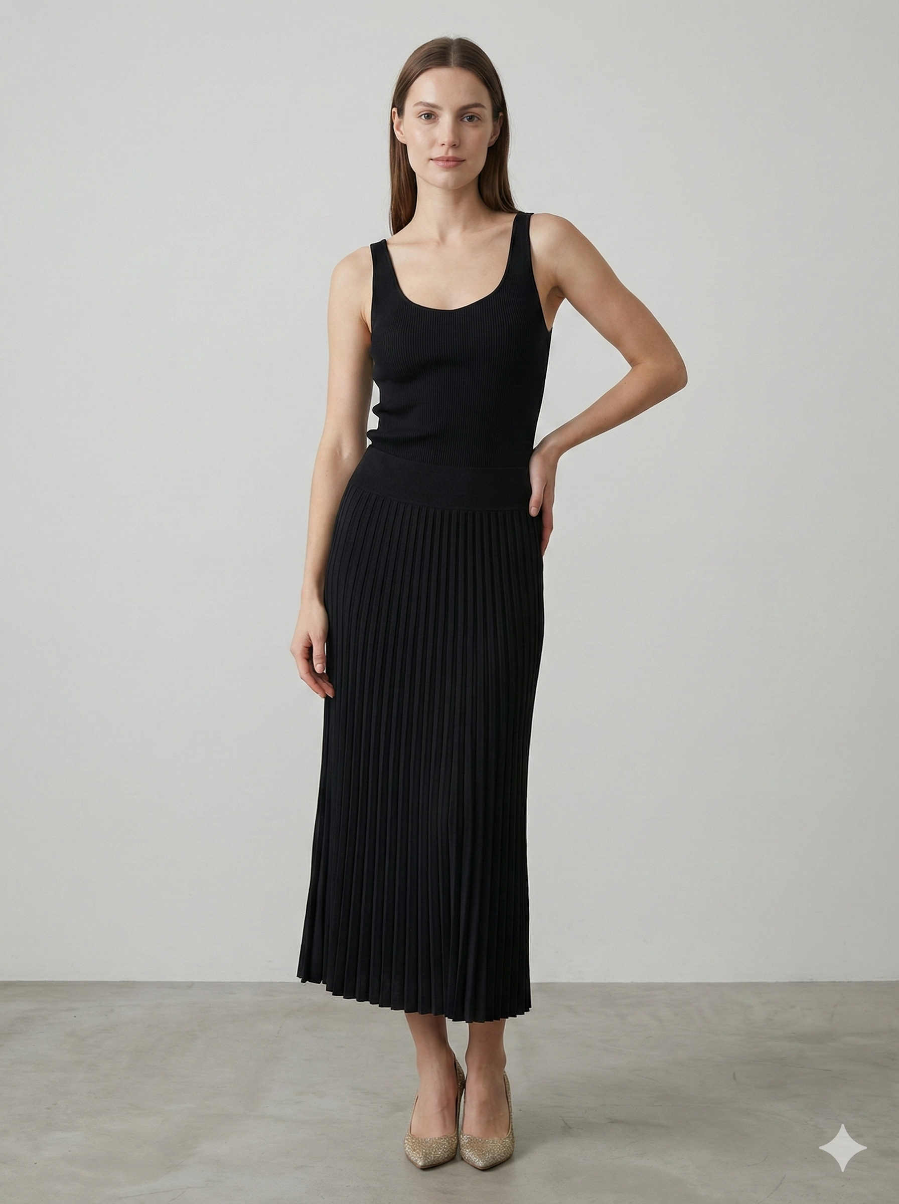 Knitted long skirt K16012