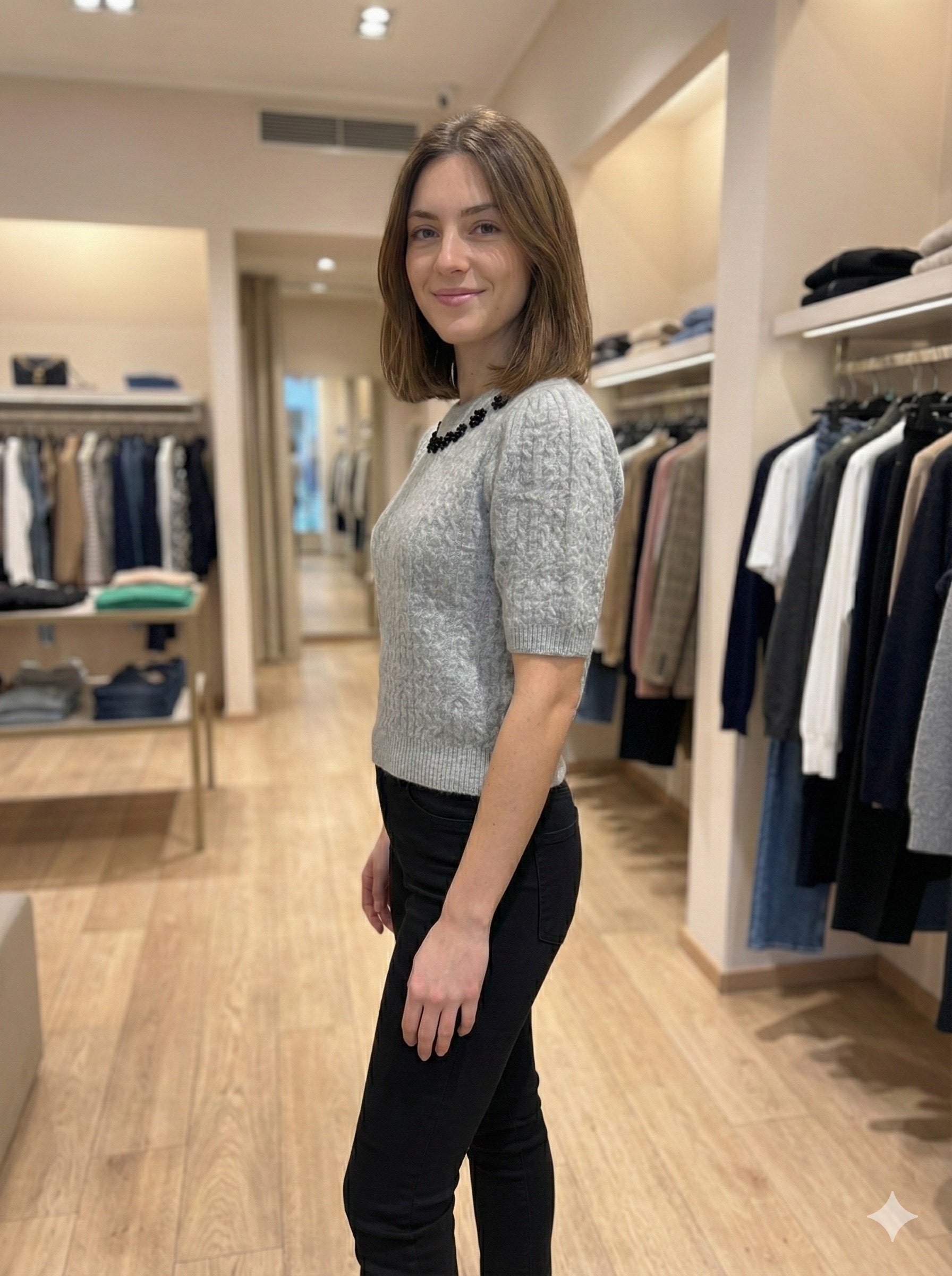 Twisted rope, beads, short-sleeved shirt HZ912