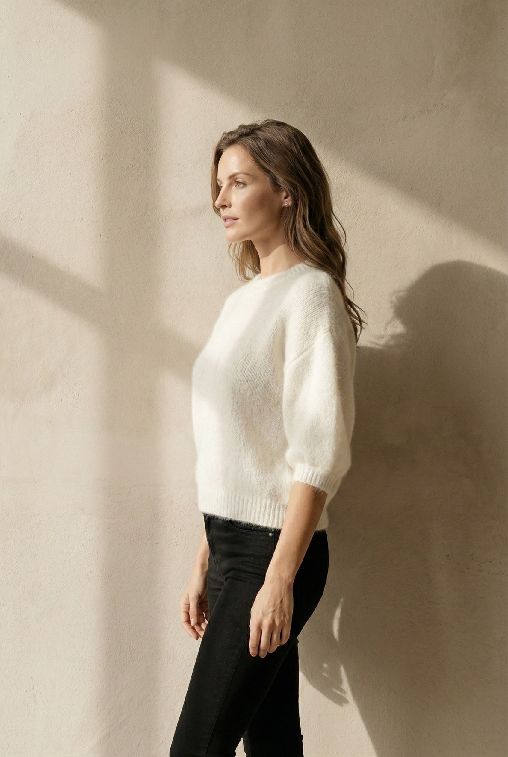 baby alpaca short sleeve sweater