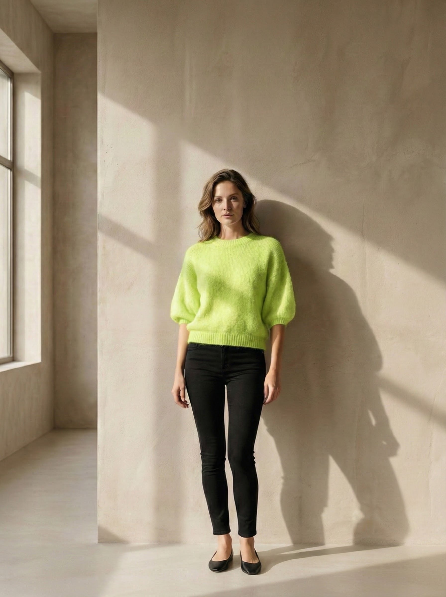 maglione a maniche corte in alpaca