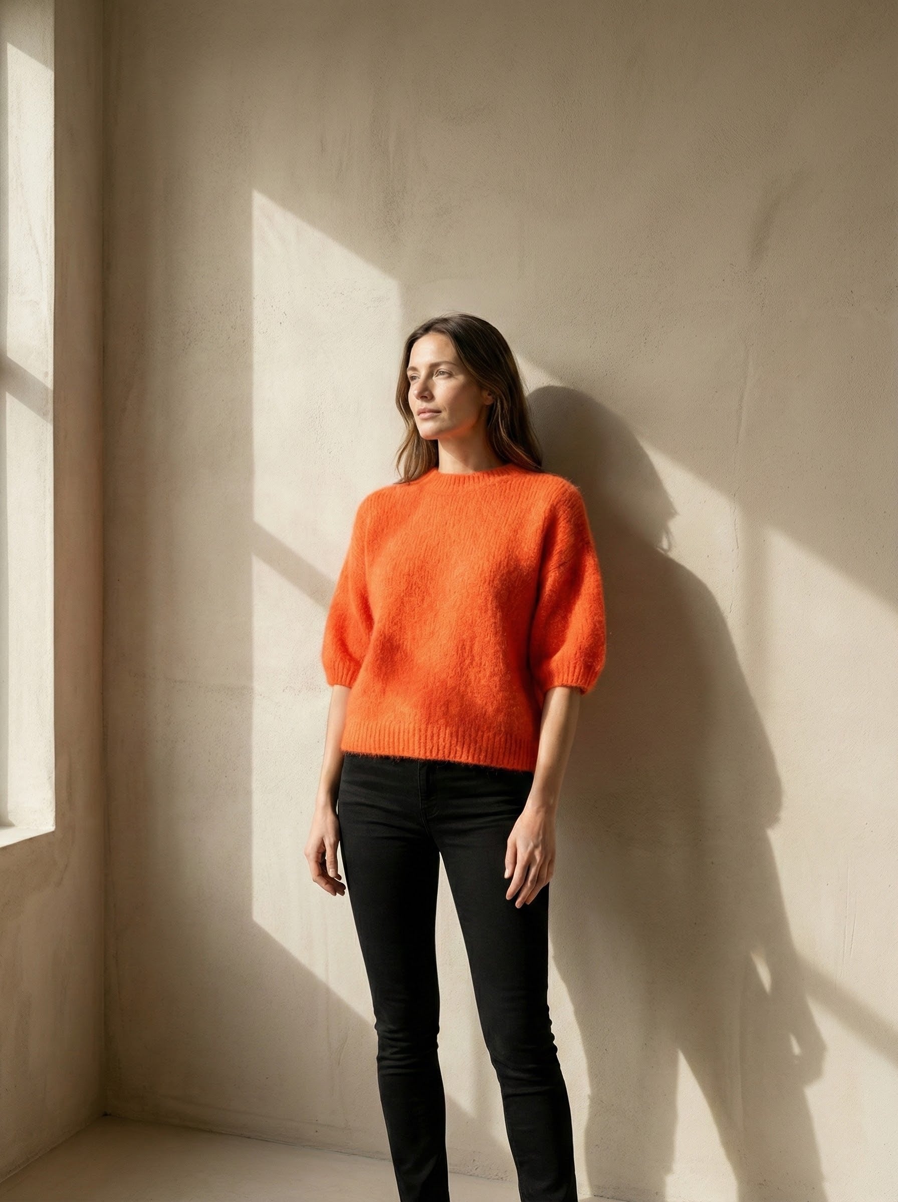 maglione a maniche corte in alpaca