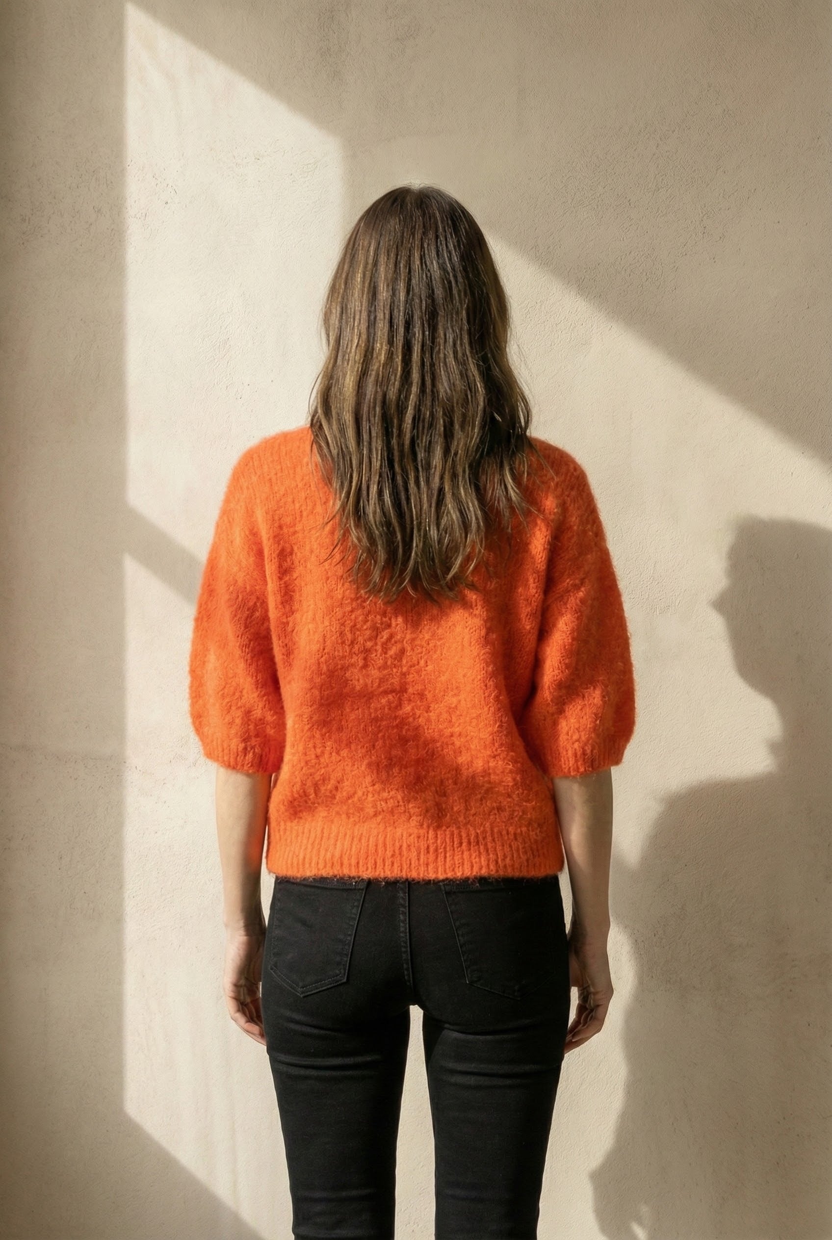 maglione a maniche corte in alpaca