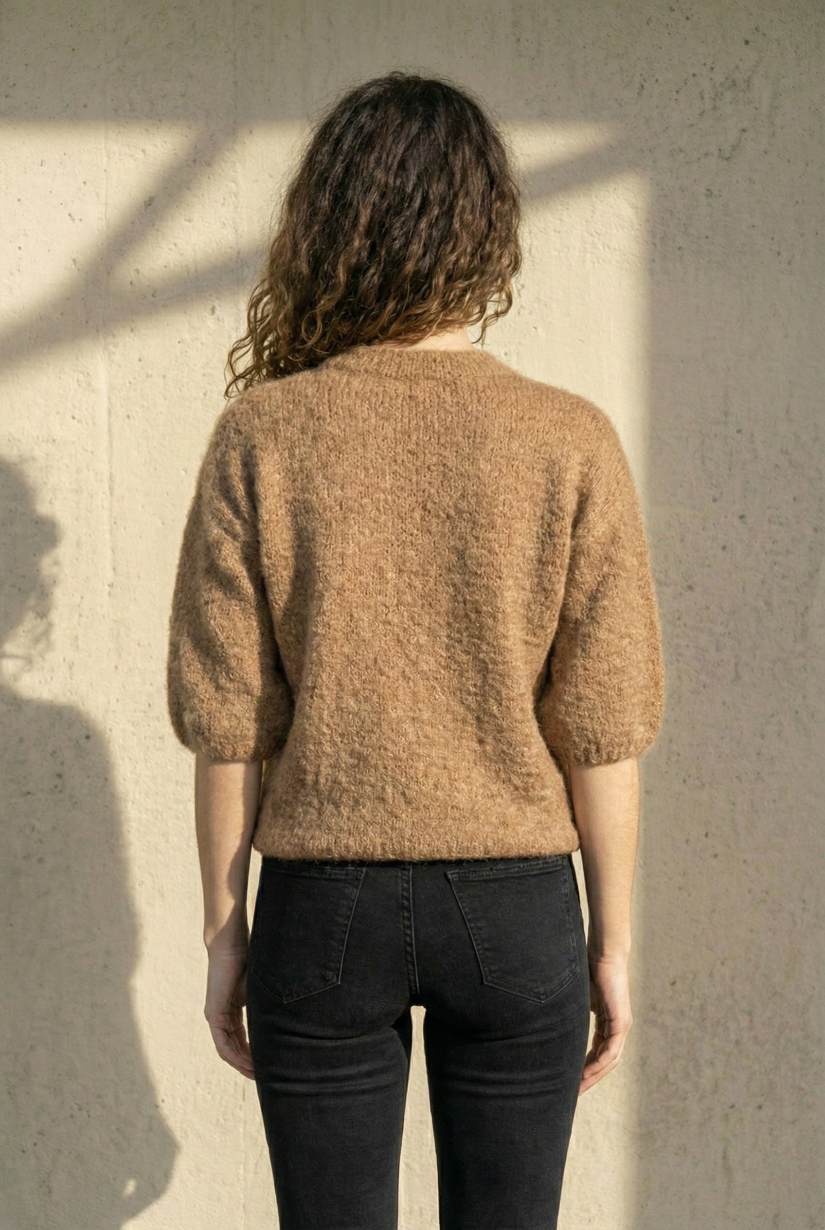 maglione a maniche corte in alpaca