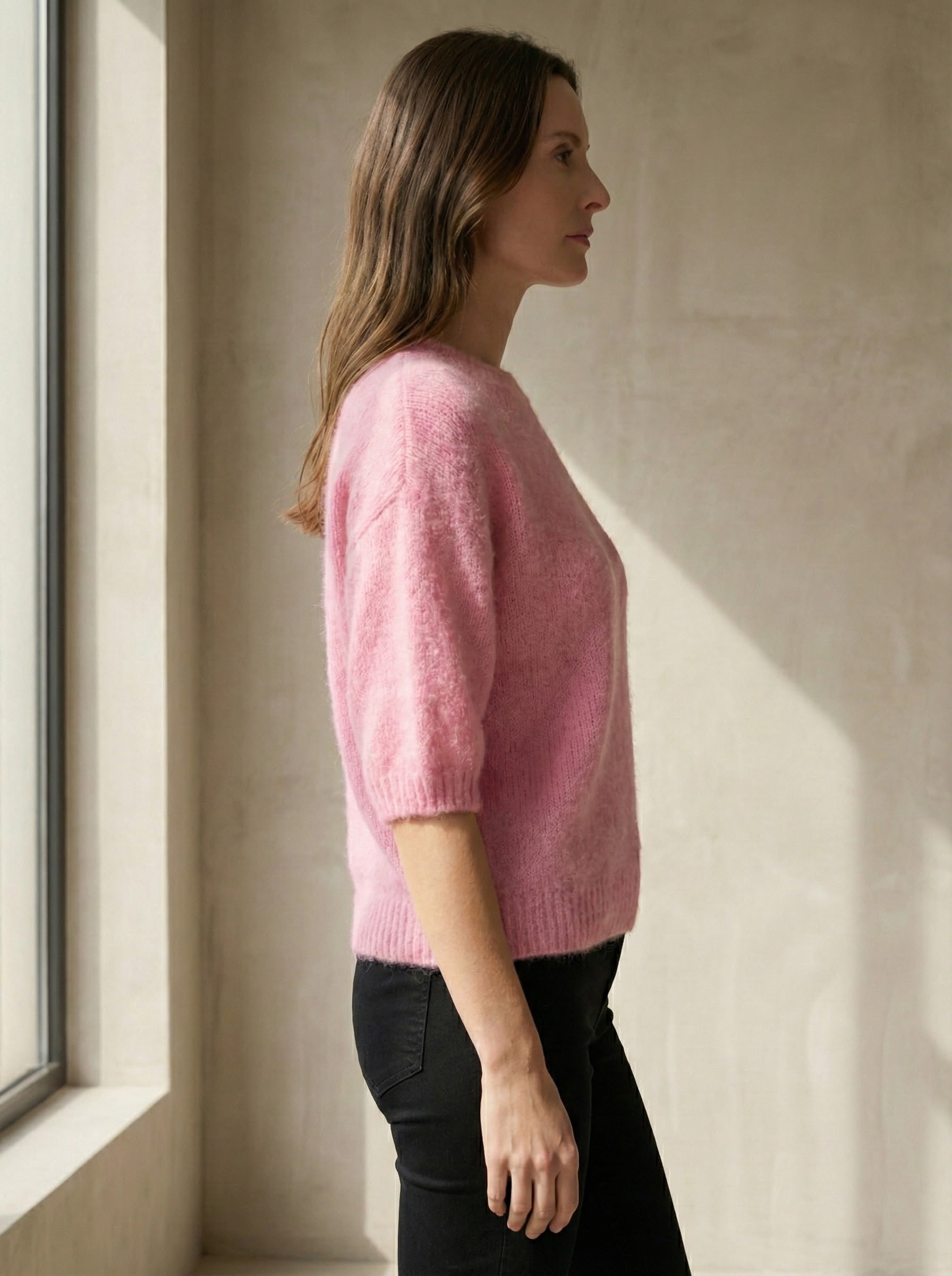 maglione a maniche corte in alpaca