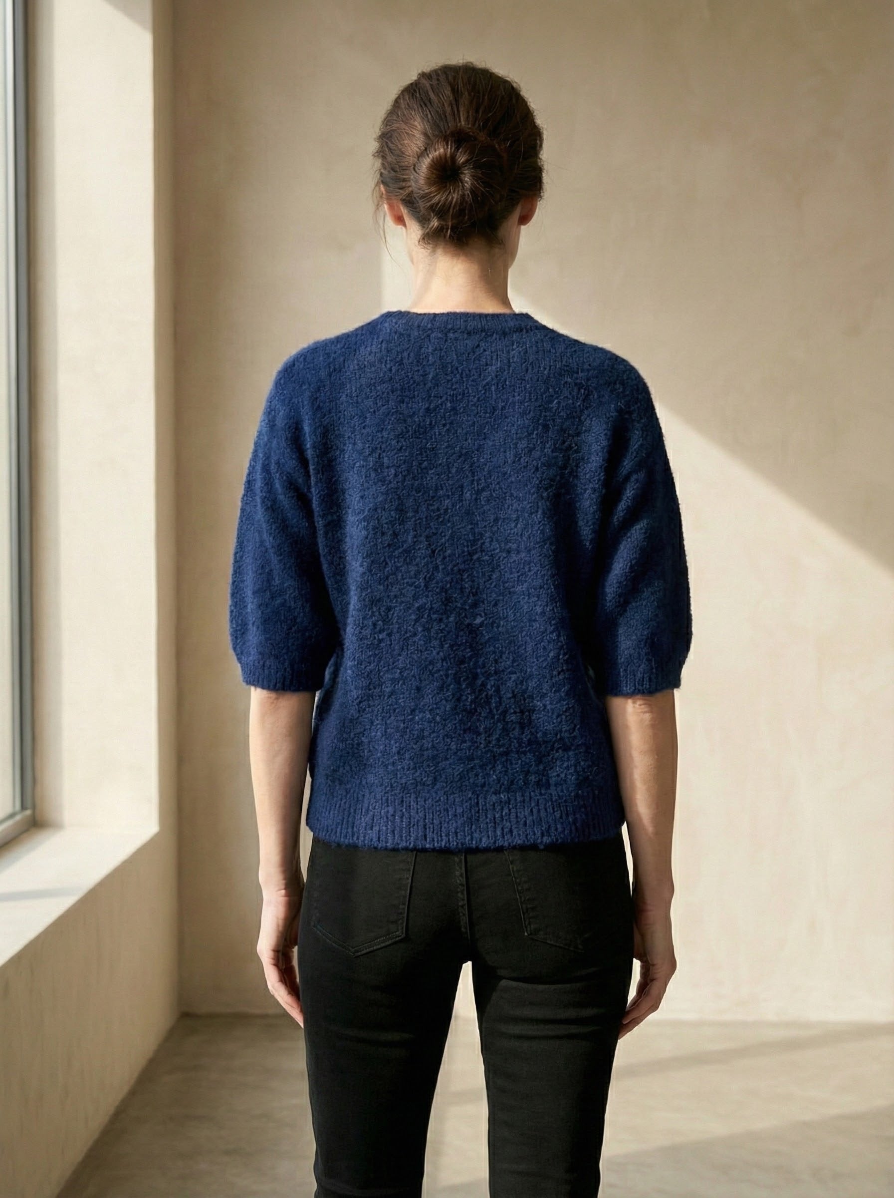 maglione a maniche corte in alpaca