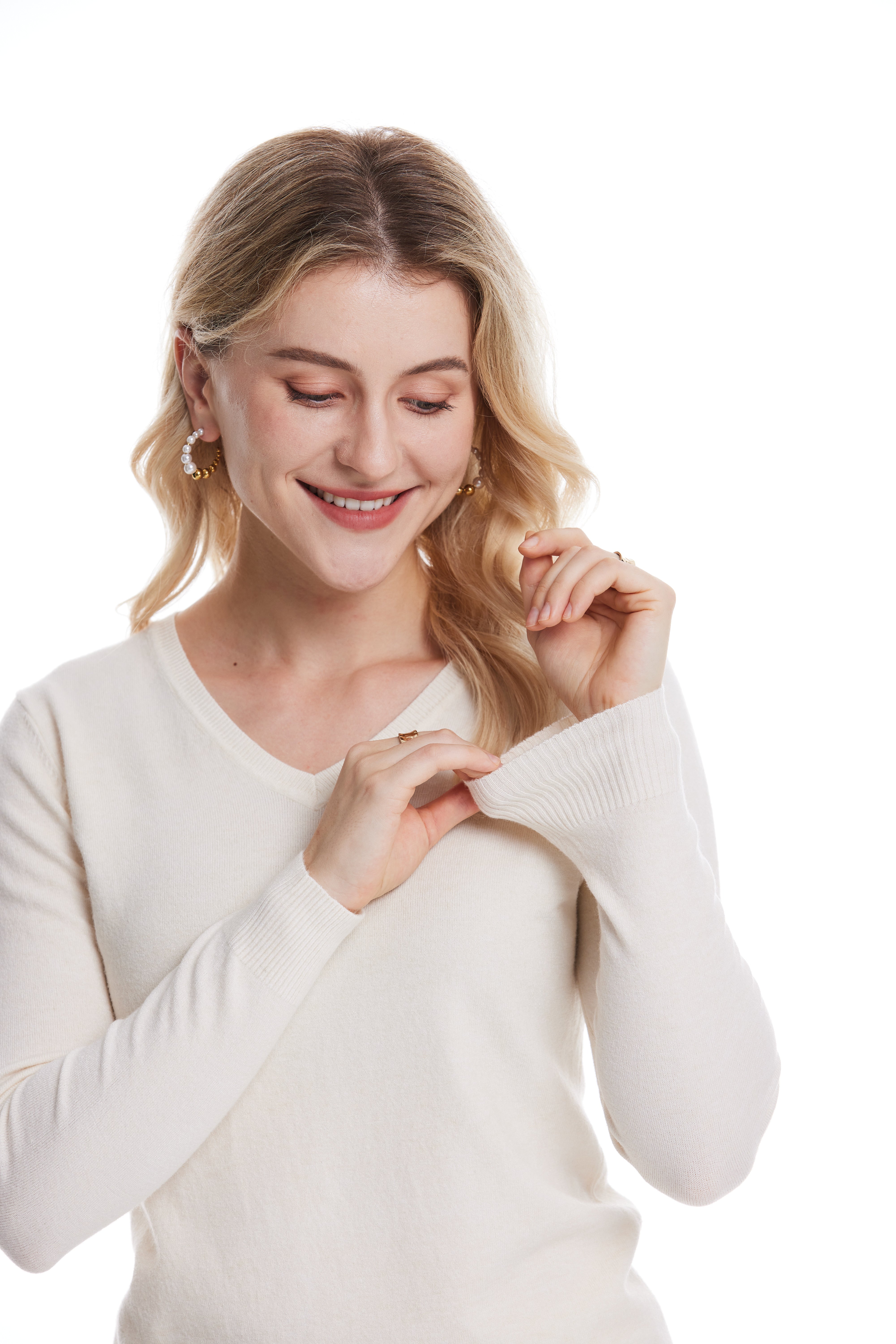 V-neck long sleeves base sweater rc062