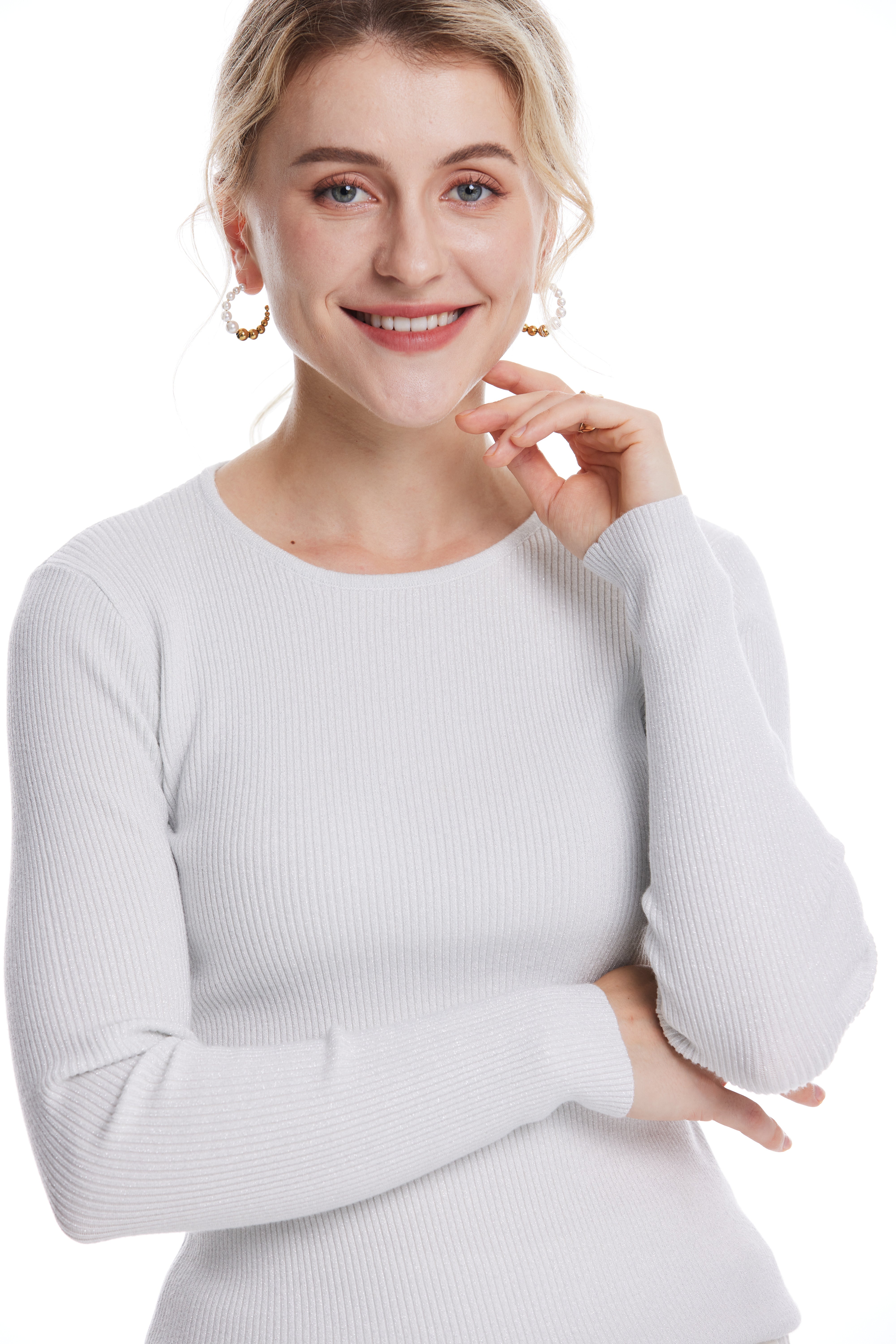 Crew-neck base layer sweater lurex rc089