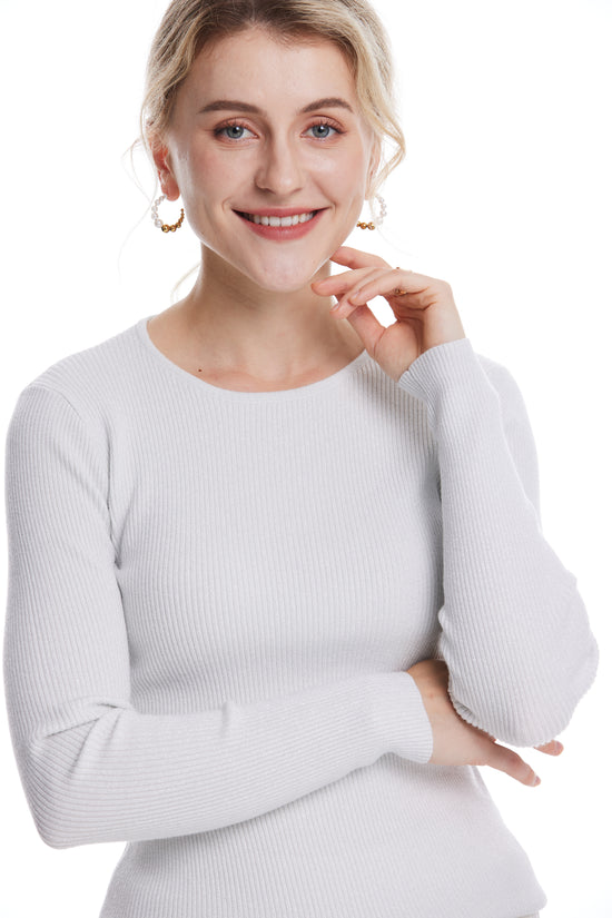 Crew-neck base layer sweater lurex rc089