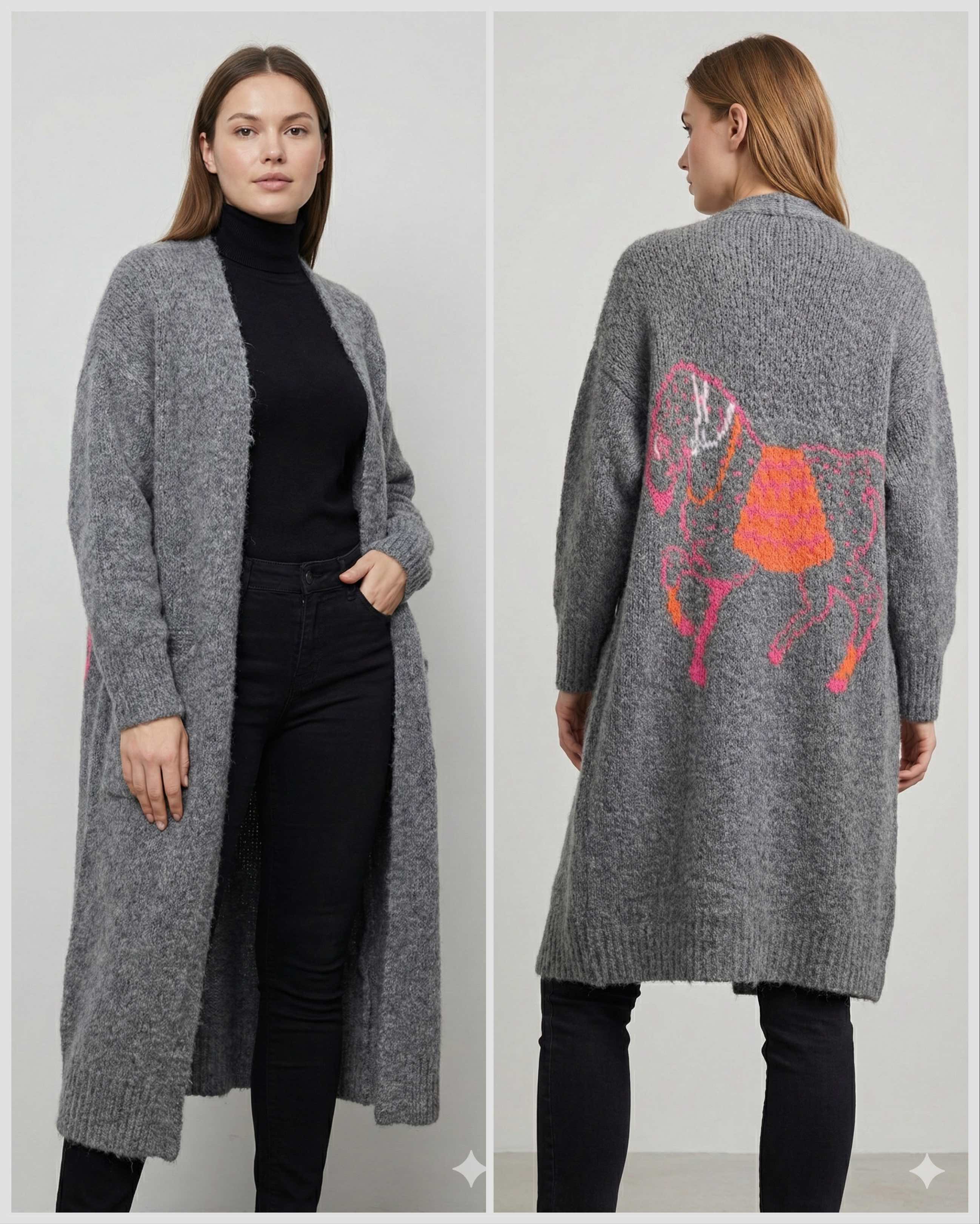 Horse. Jacquard pattern on the back. Sweater/Coat art. 21377