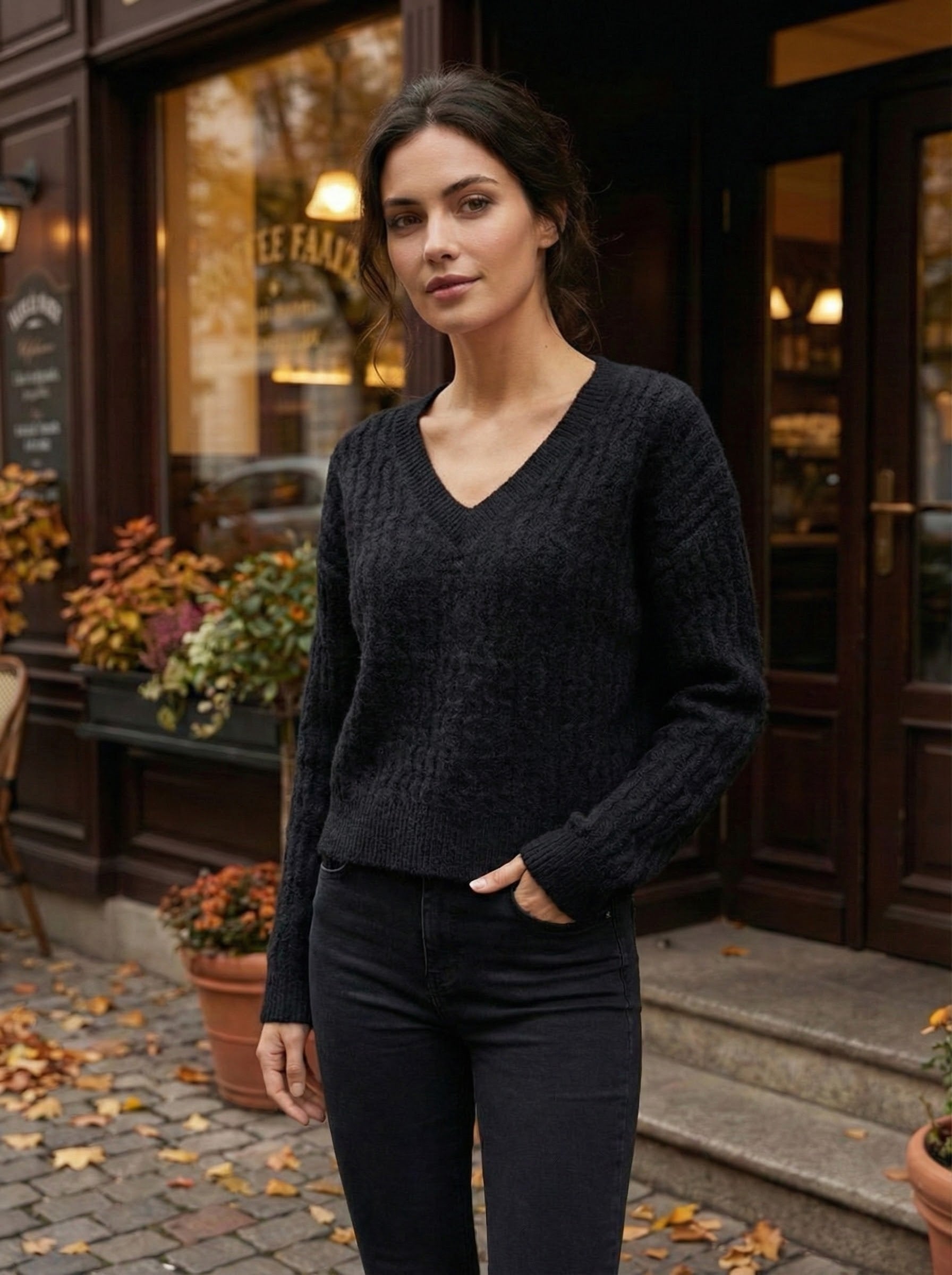 V neck long sleeve HZ906