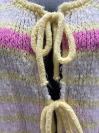 Crew neck, color-blocked, drawstring cardigan, casual sweater art. 21265