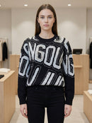 Maglione con strass jacquard