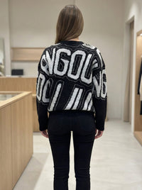 Maglione con strass jacquard