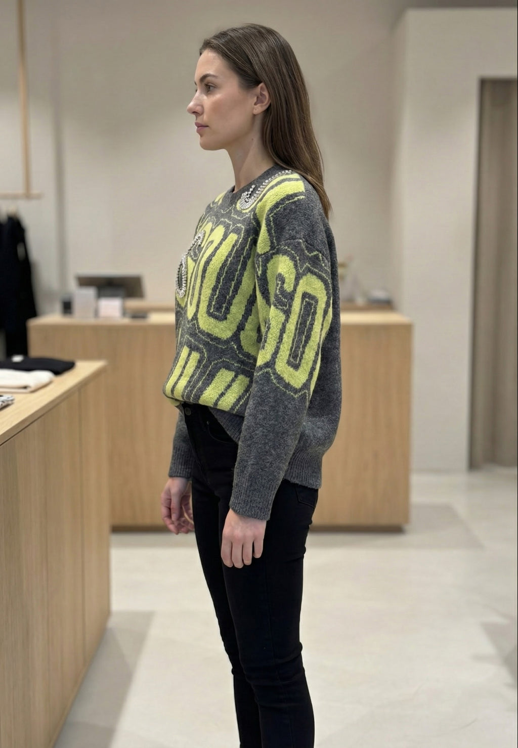 Jacquard rhinestones sweater art.25901